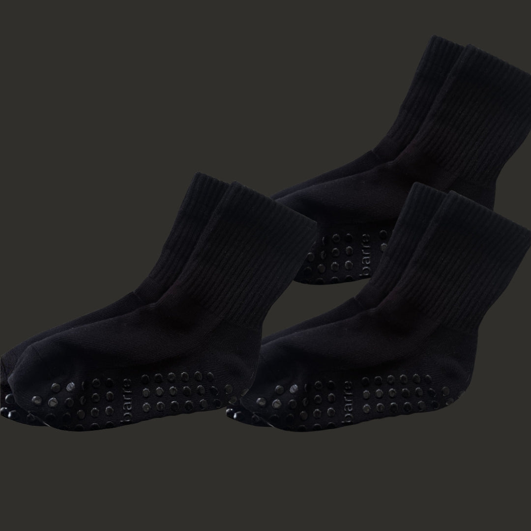 3 Pack - PILA plain best black grip socks Pila-Barre