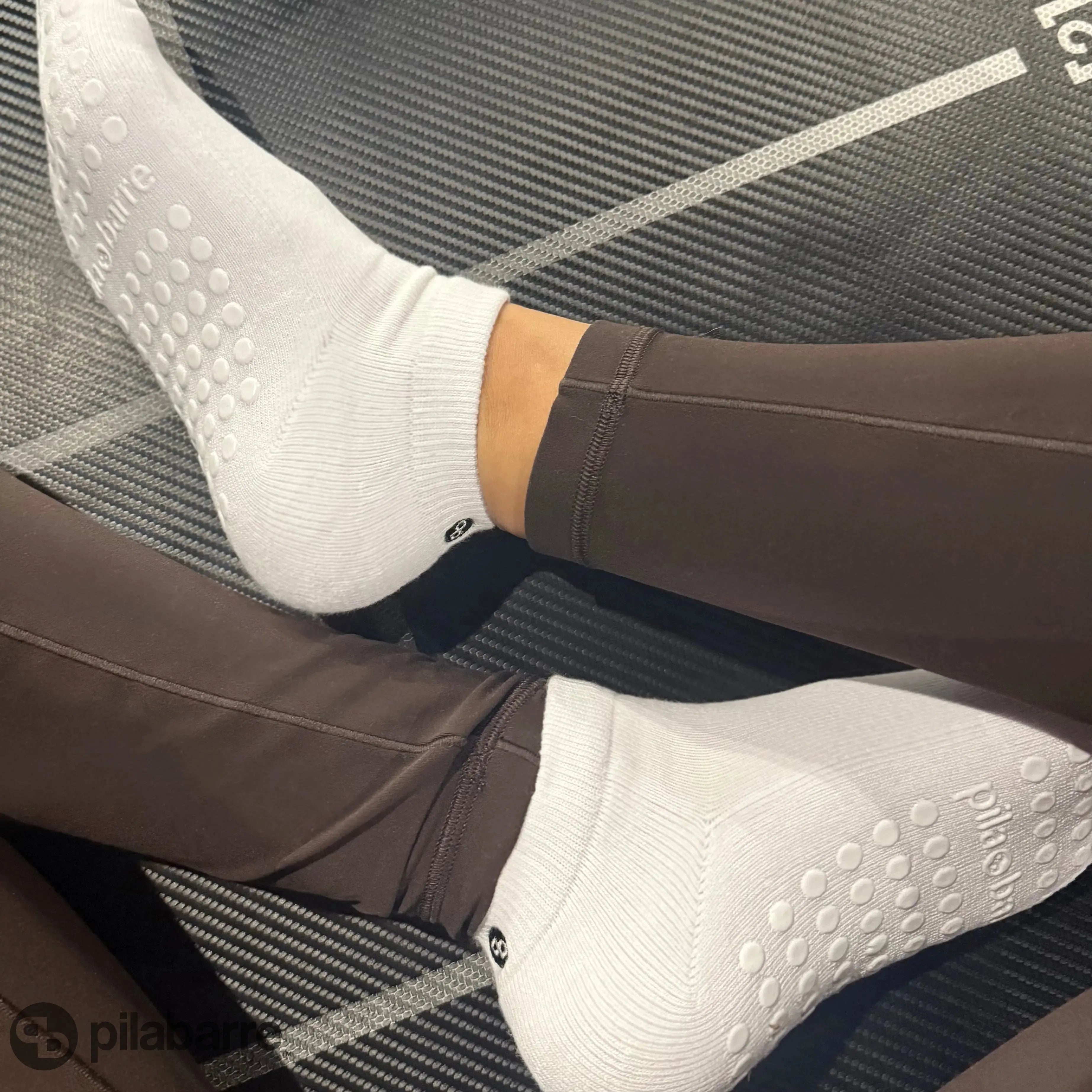 PILA Plain Best Low Grip Sock - White Socks My Store Pila-Barre