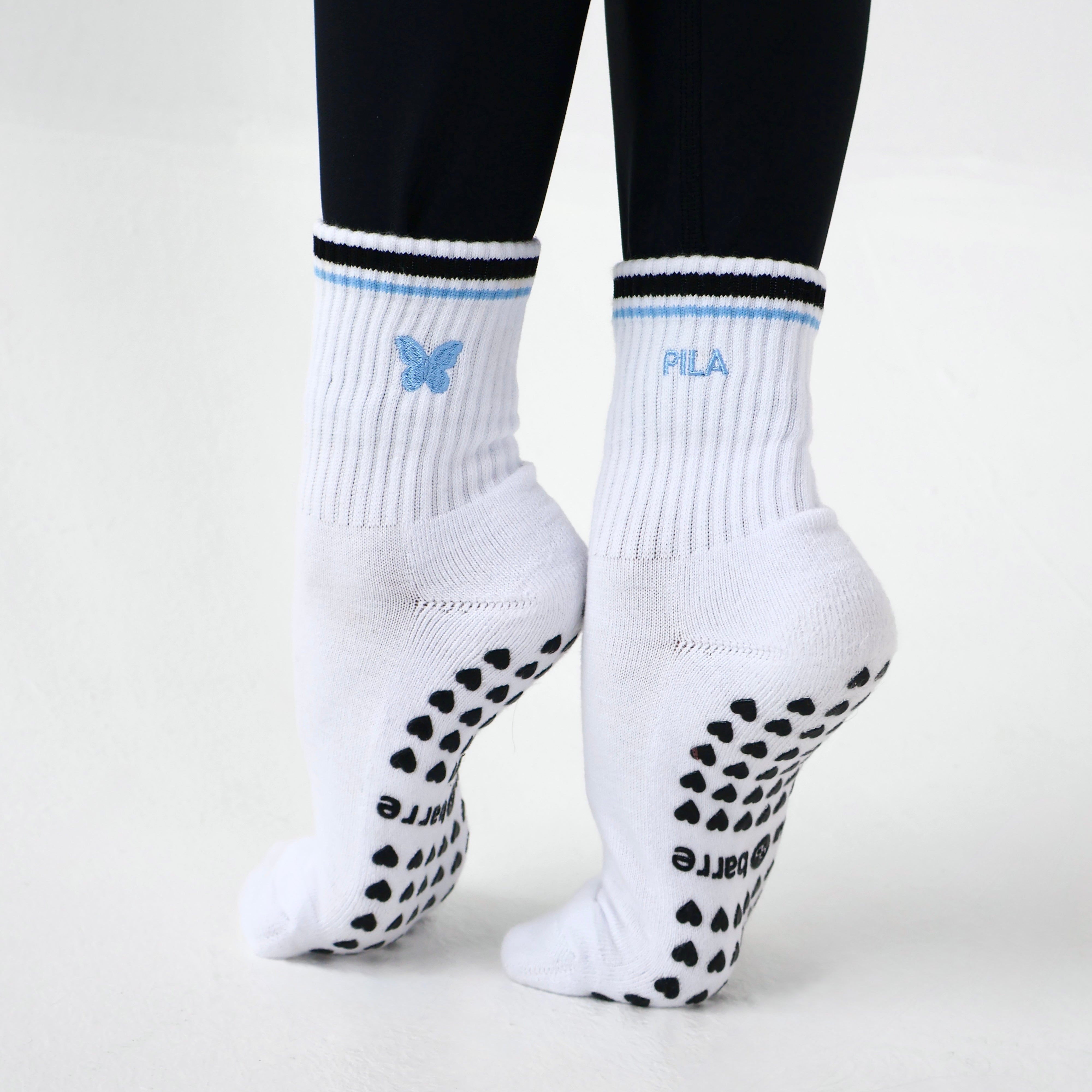 Blue butterfly barre socks -pilabarre