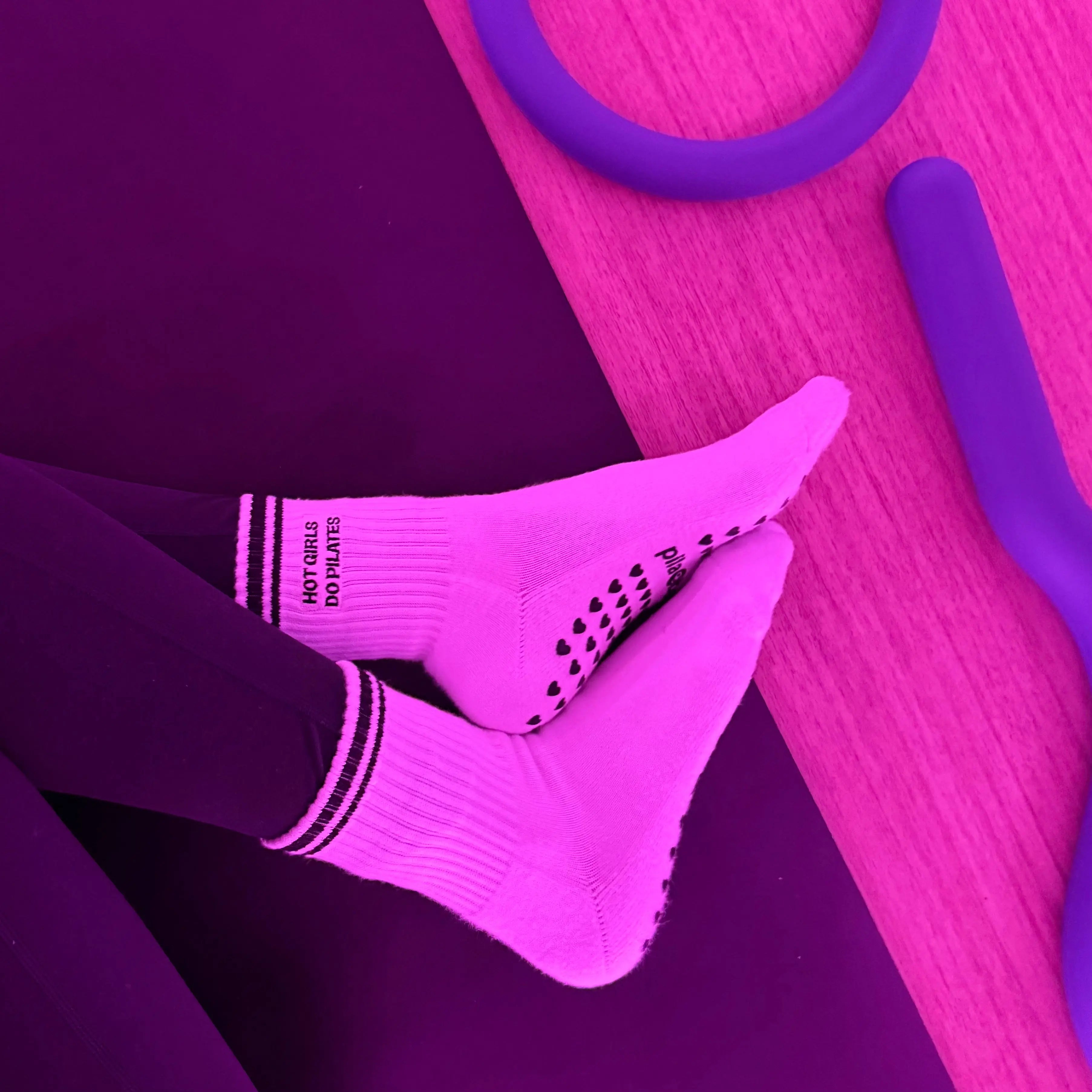 Hot Girls Do PILATES Sock - White/Black My Store Pila-Barre High Hot Girls Do Pilates Sock - Blue