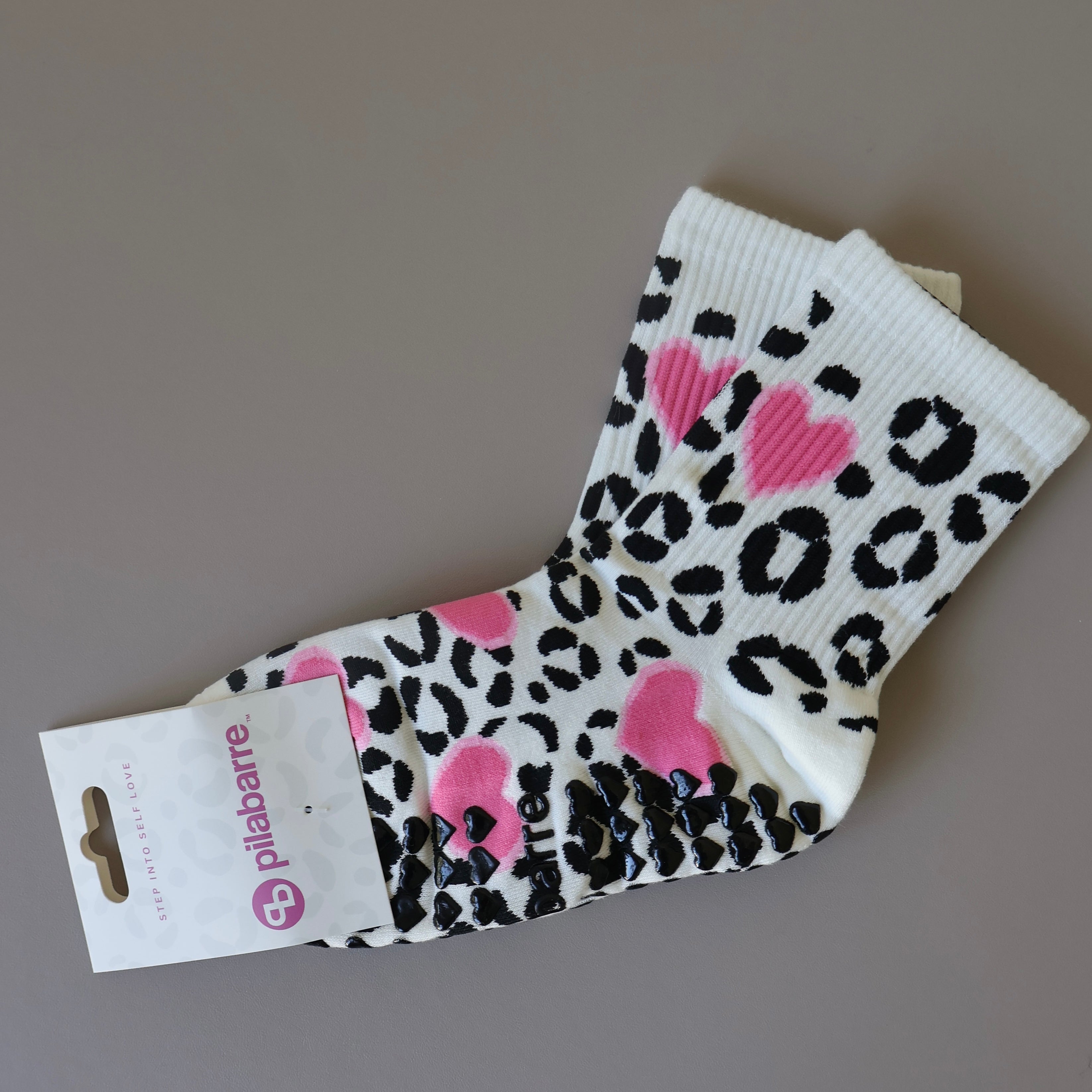 Cheetah Heart Grip Socks