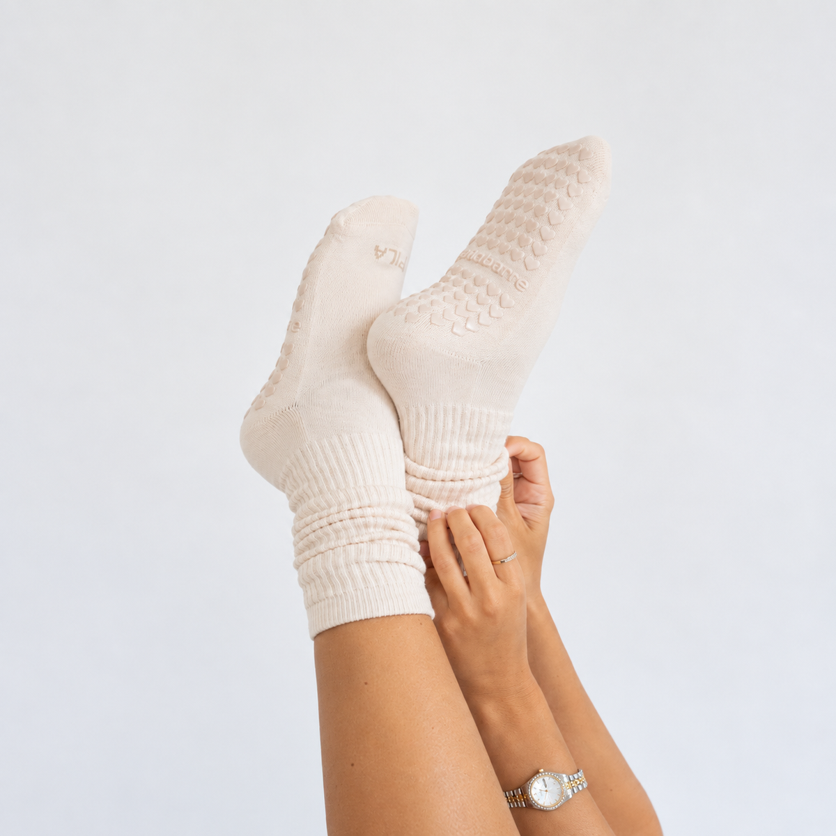 PILA Best Scrunch Grip Socks - Cream