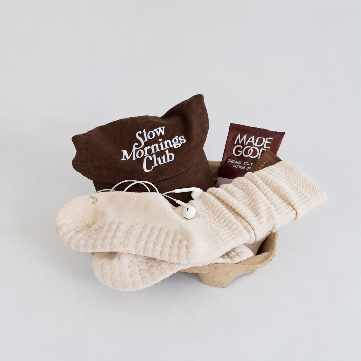 Cream Scrunch Grip Socks for fall
