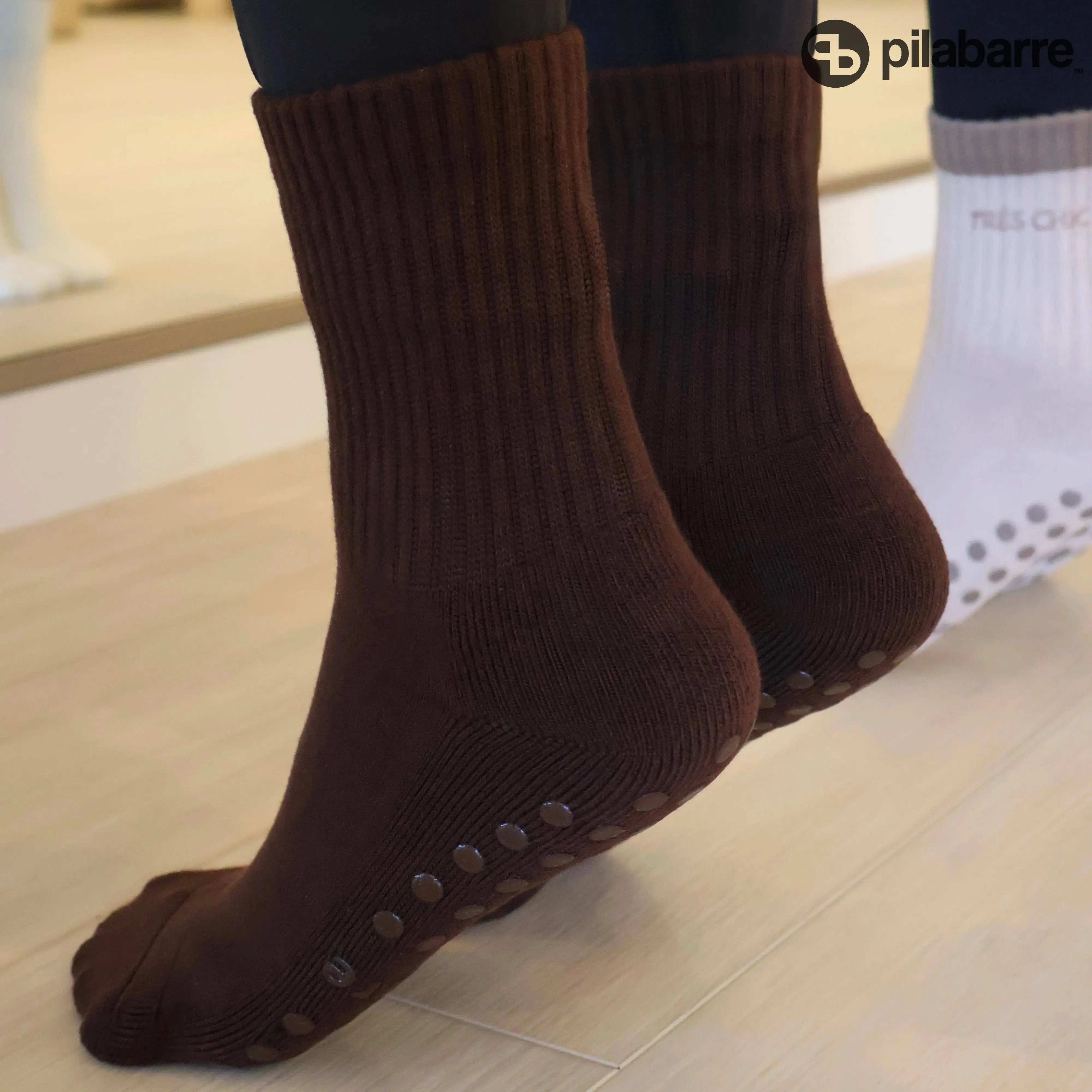 Brown Barre Socks for Barre Class