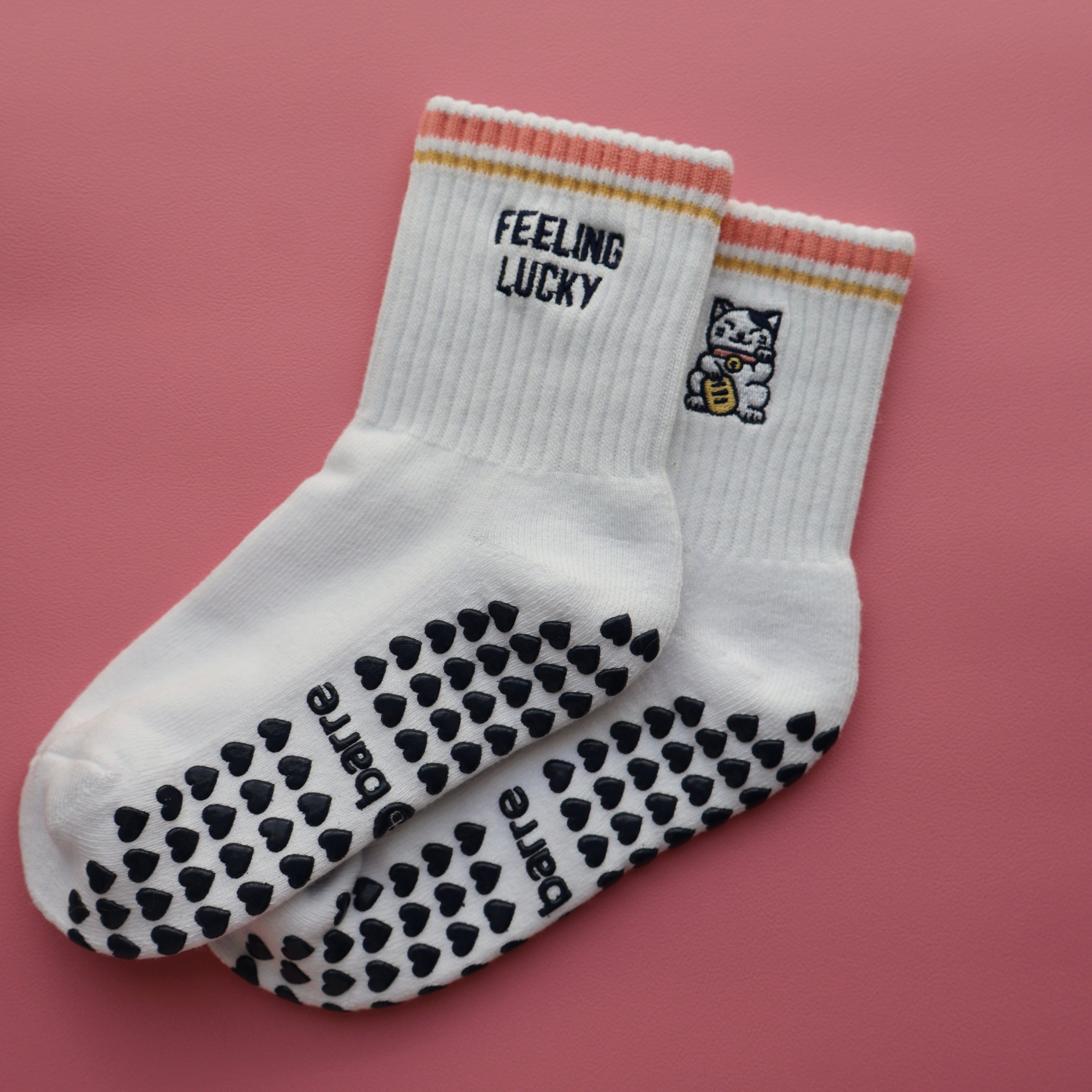 Feeling lucky grip socks with lucky cat