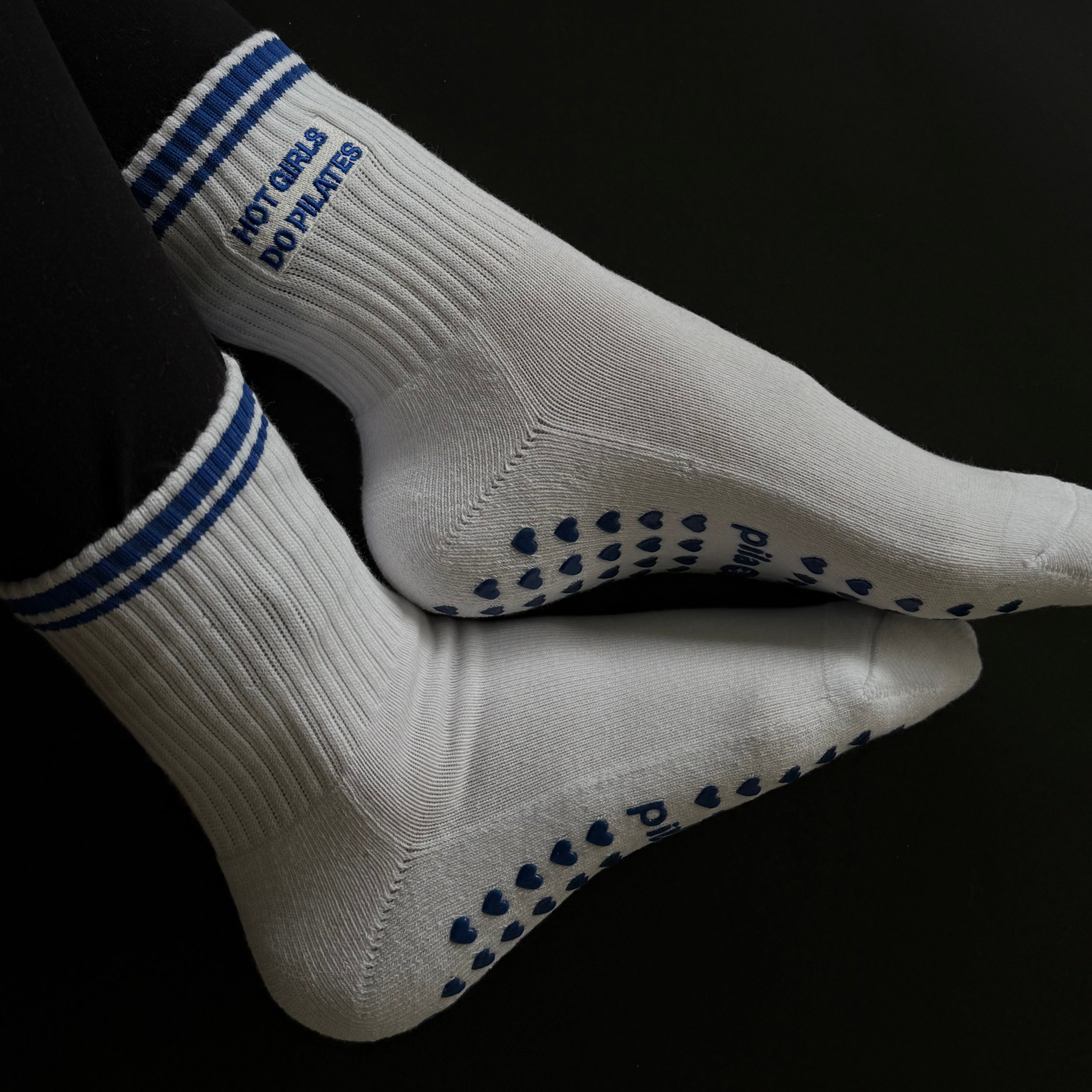 Hot Girls Do PILATES Sock - White/Blue
