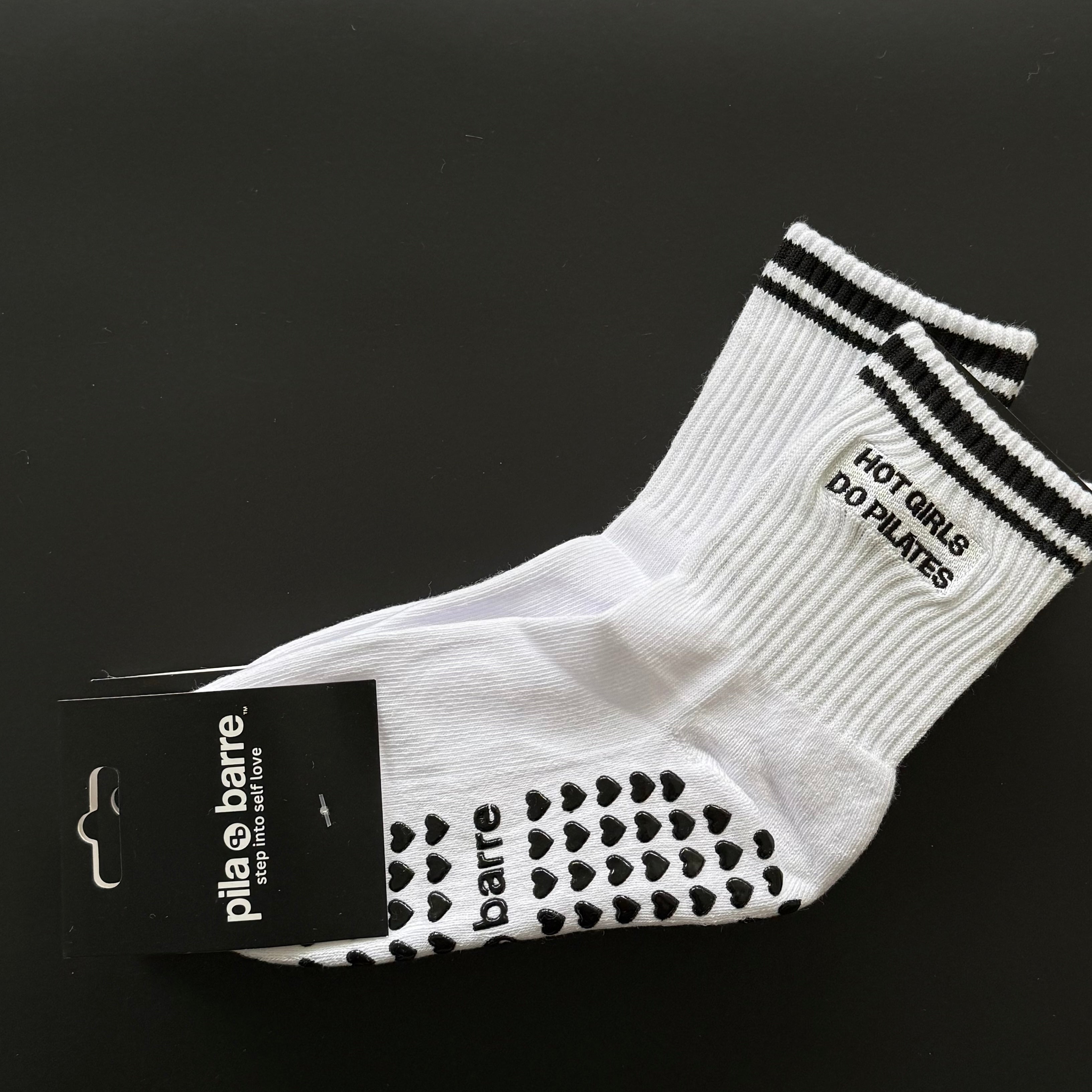 Hot Girls Do PILATES Sock - White/Black
