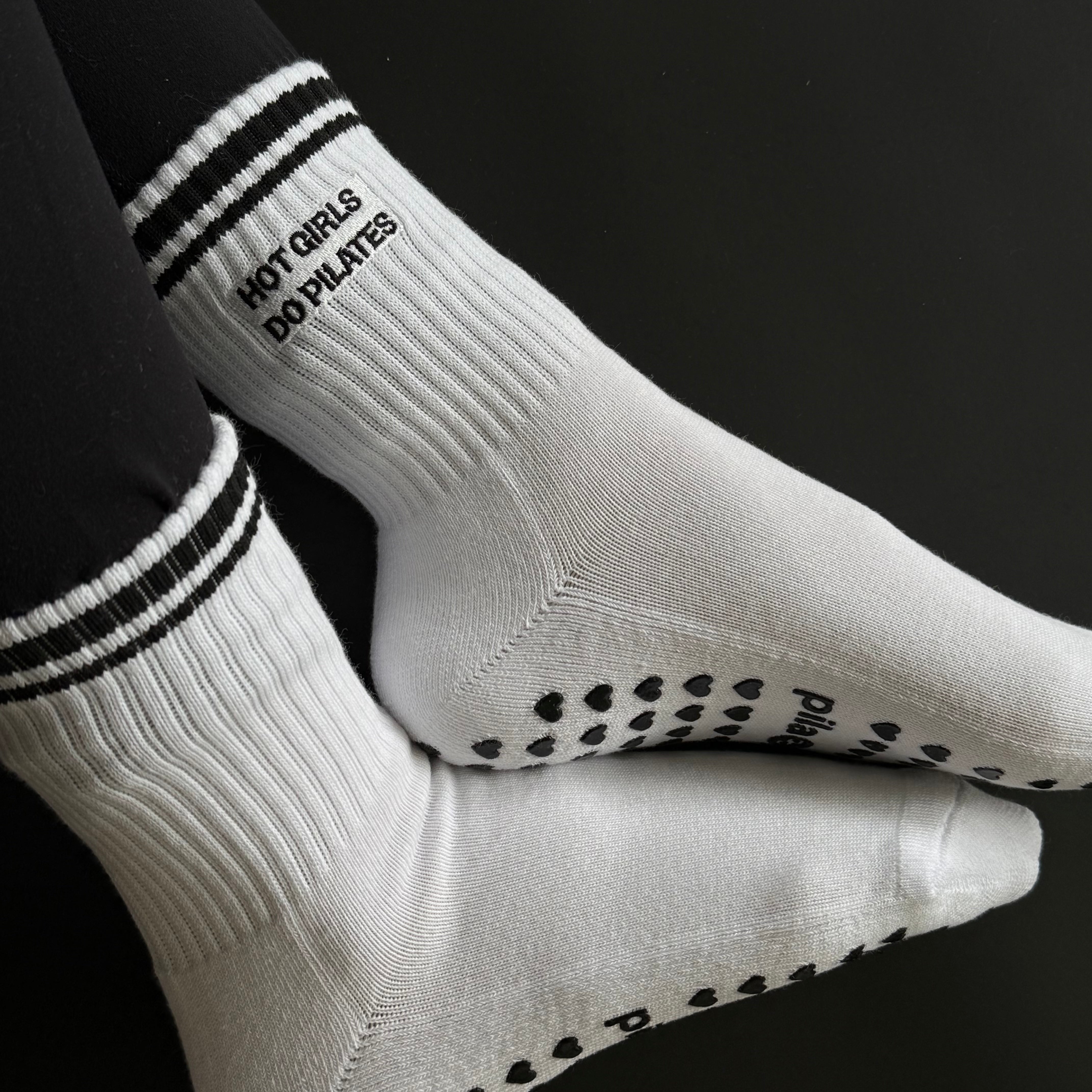 Hot Girls Do PILATES Sock - White/Black