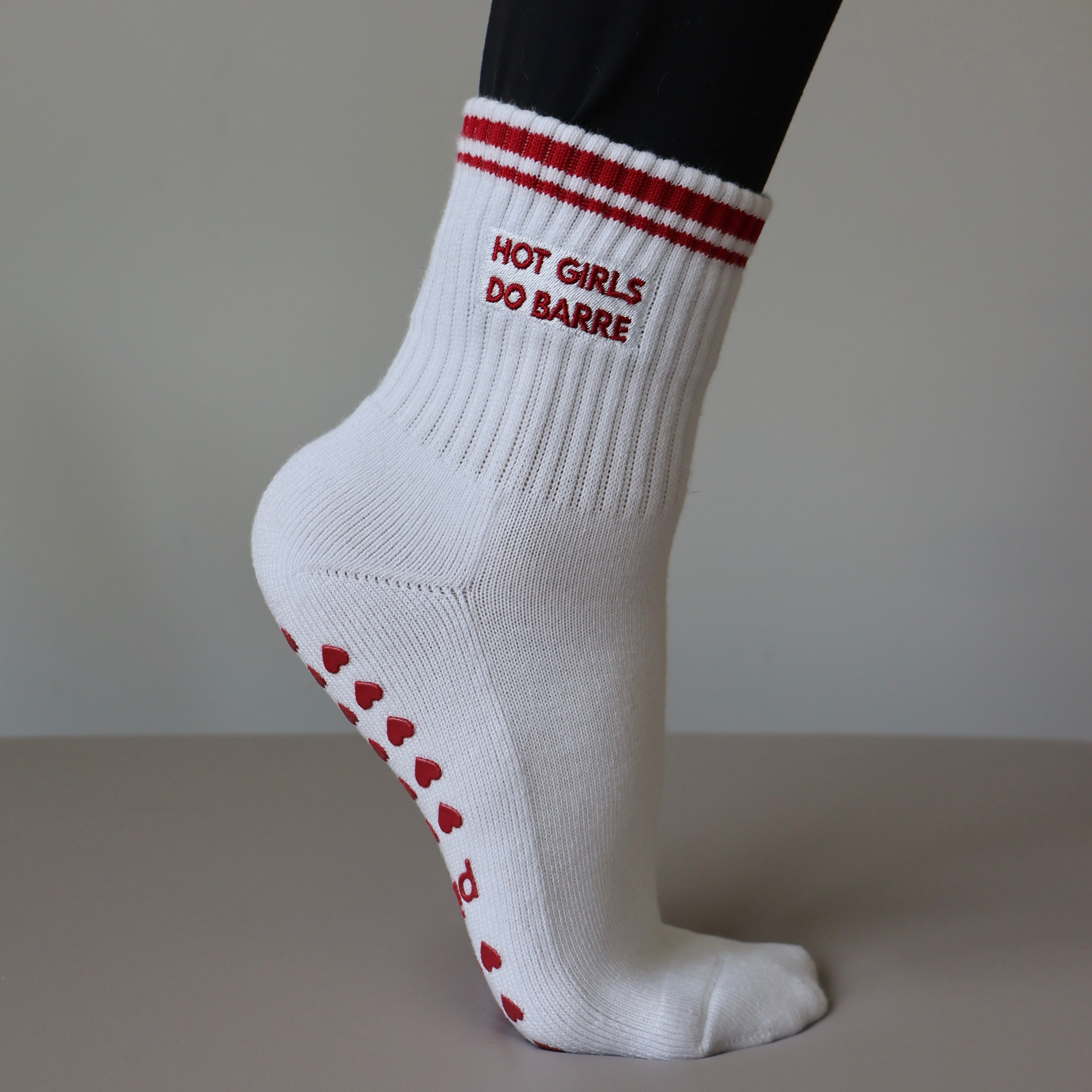 HOT GIRLS DO BARRE SOCKS WHITE/RED