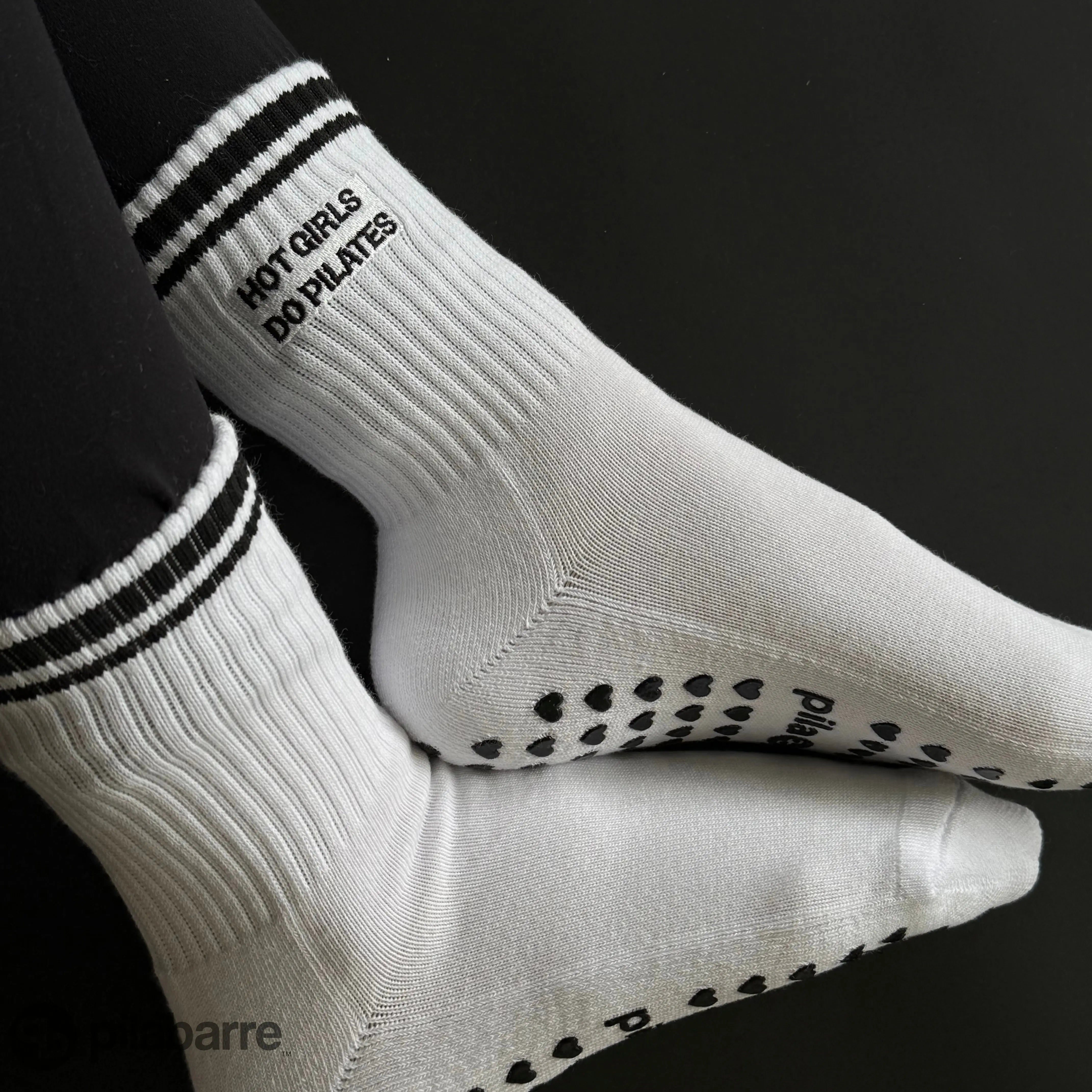 Hot Girls Do PILATES Sock - White/Black My Store Pila-Barre High Hot Girls Do Pilates Sock - Blue