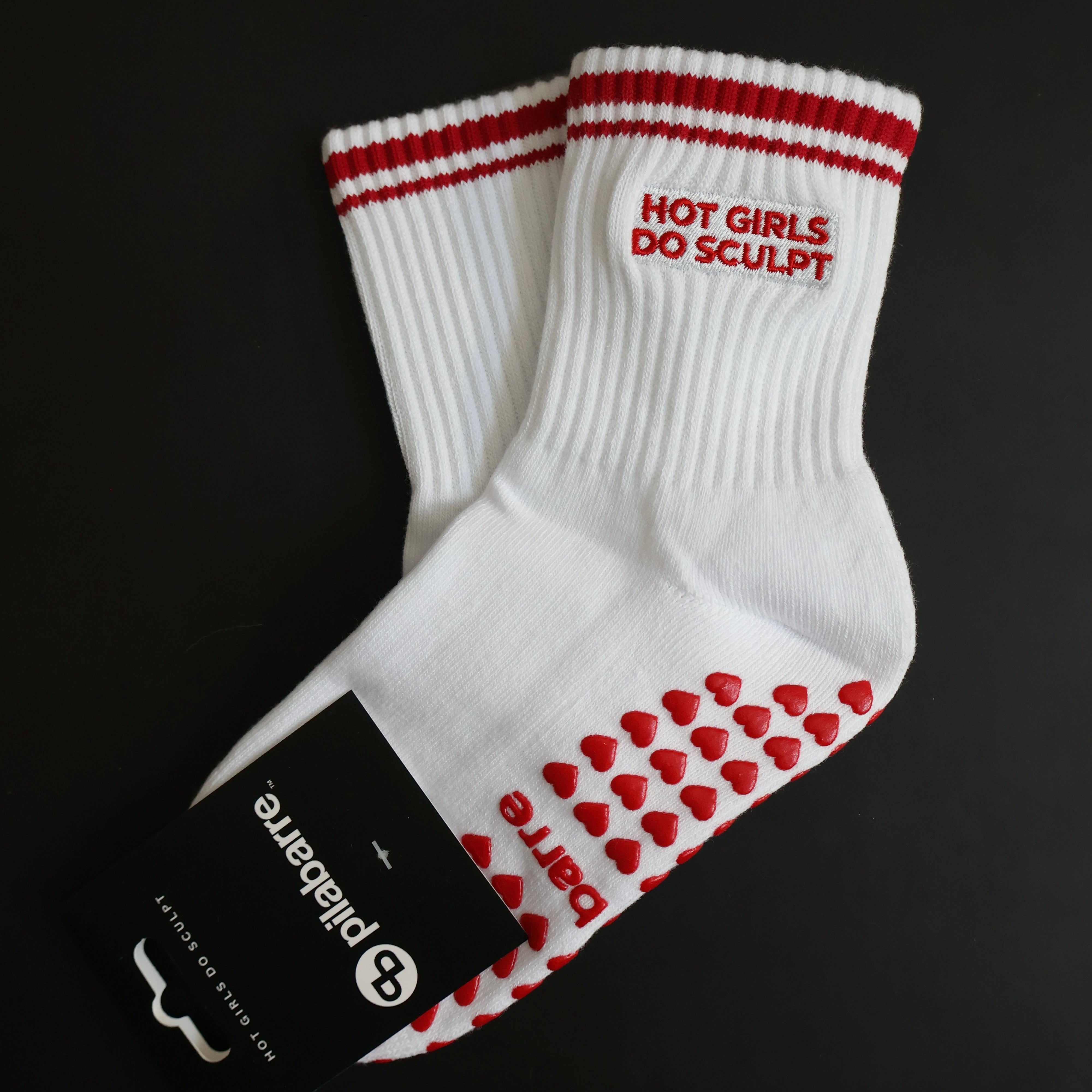 hot girls do sculpt grip socks red_white