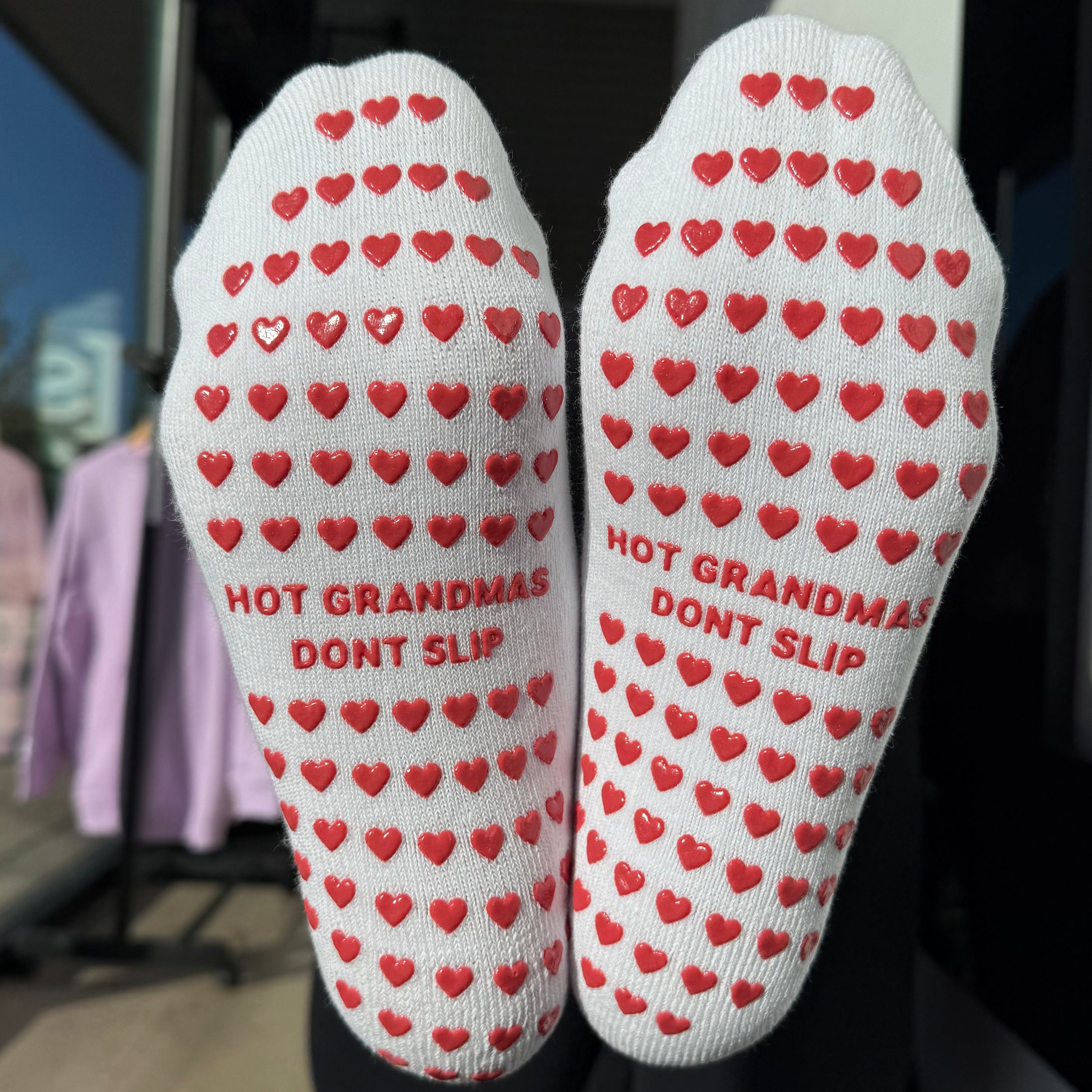 Hot Grandmas Dont Slip Low Sock - White/Red My Store Pila-Barre