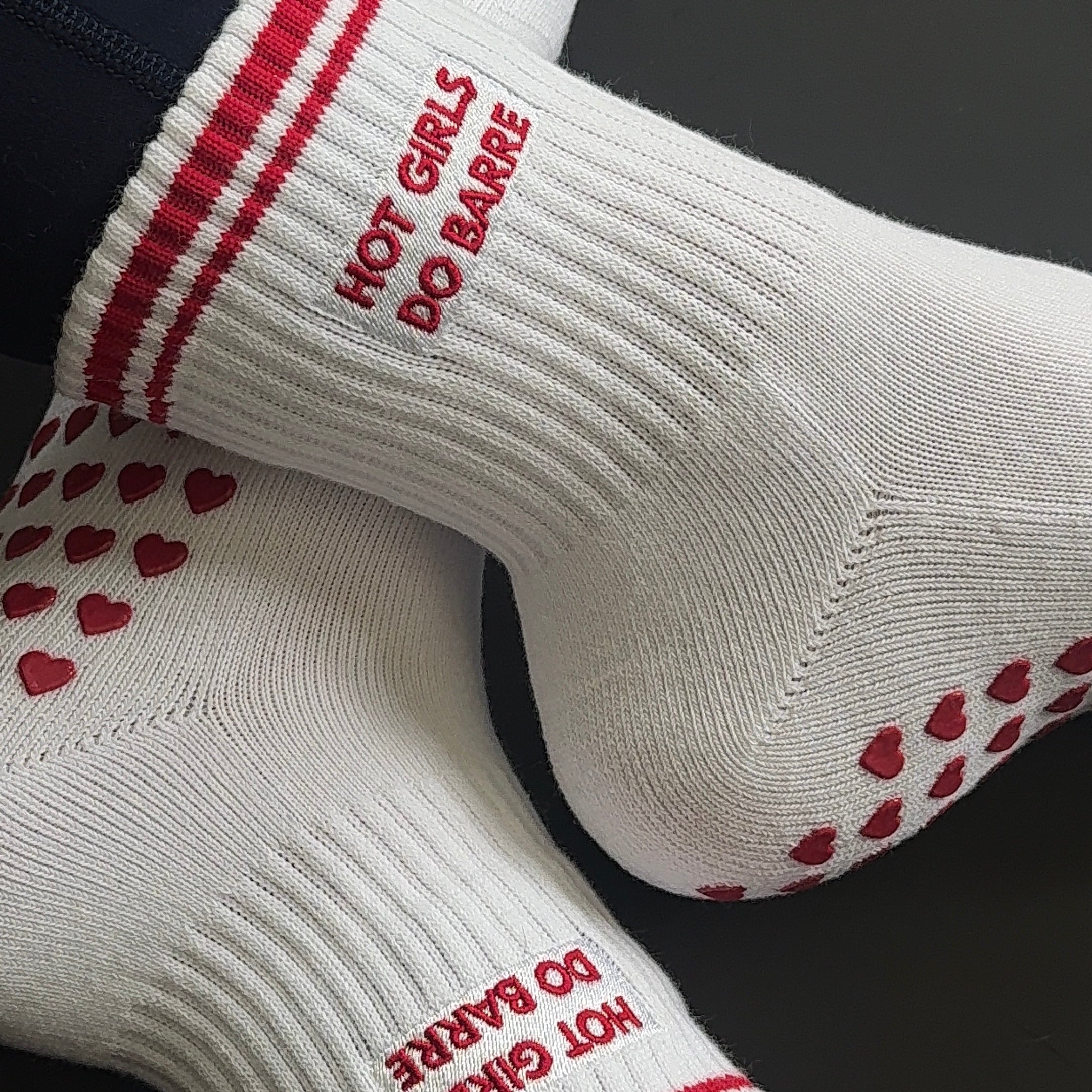 Hot Girls Do BARRE Sock - White/Red