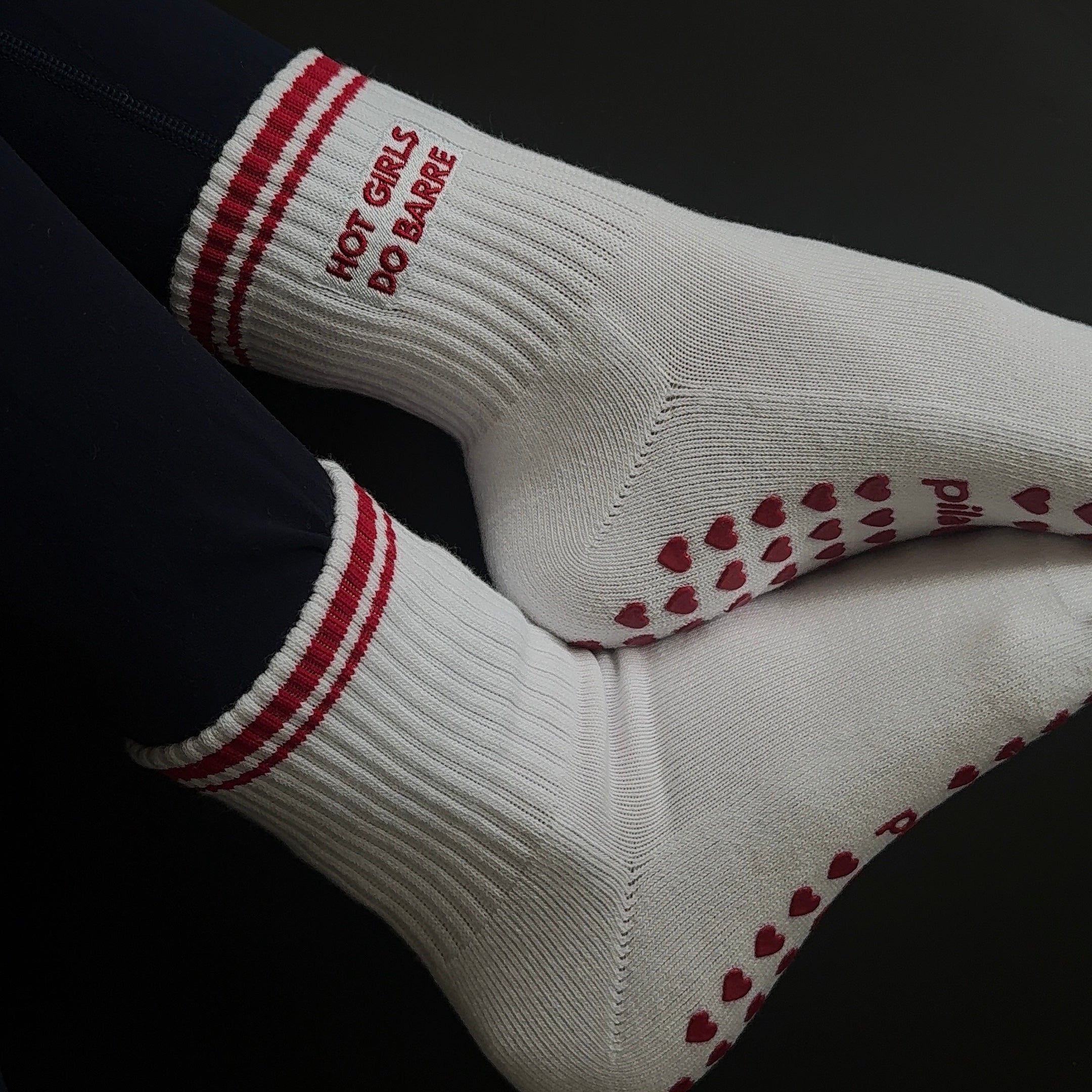 Hot Girls Do BARRE Sock - White/Red