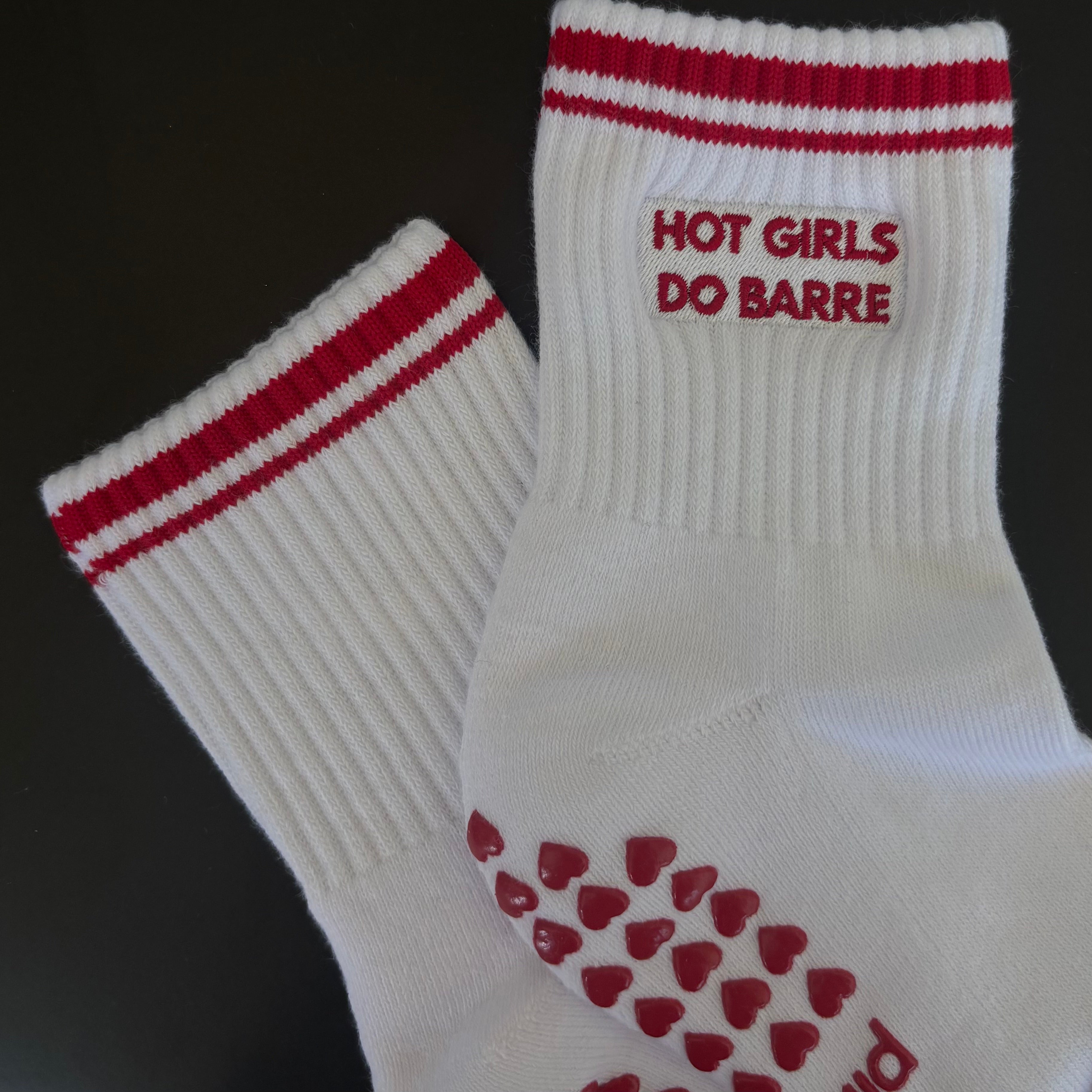Hot Girls Do BARRE Sock - White/Red