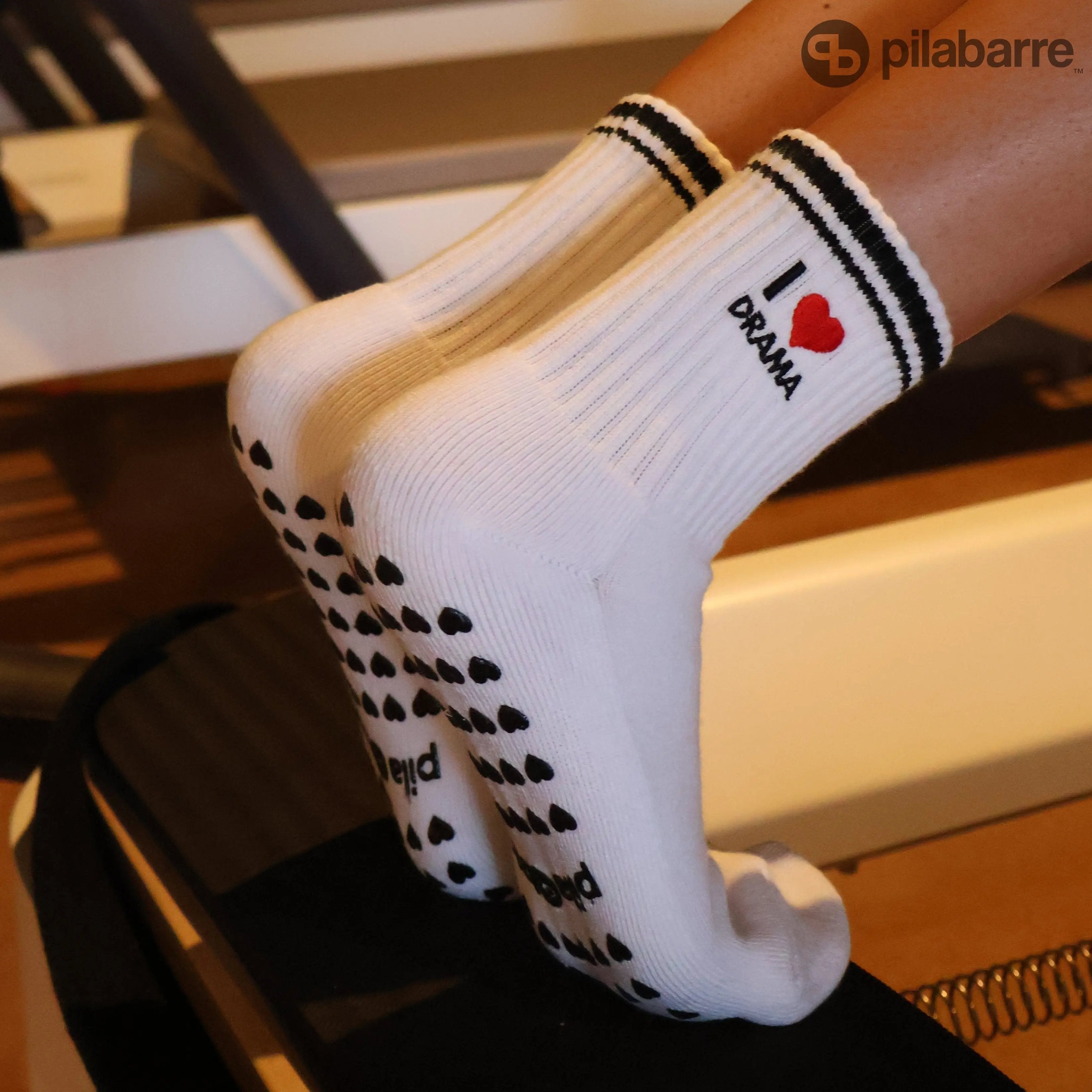 I LOVE DRAMA GRIP SOCKS FOR PILATES CLASS