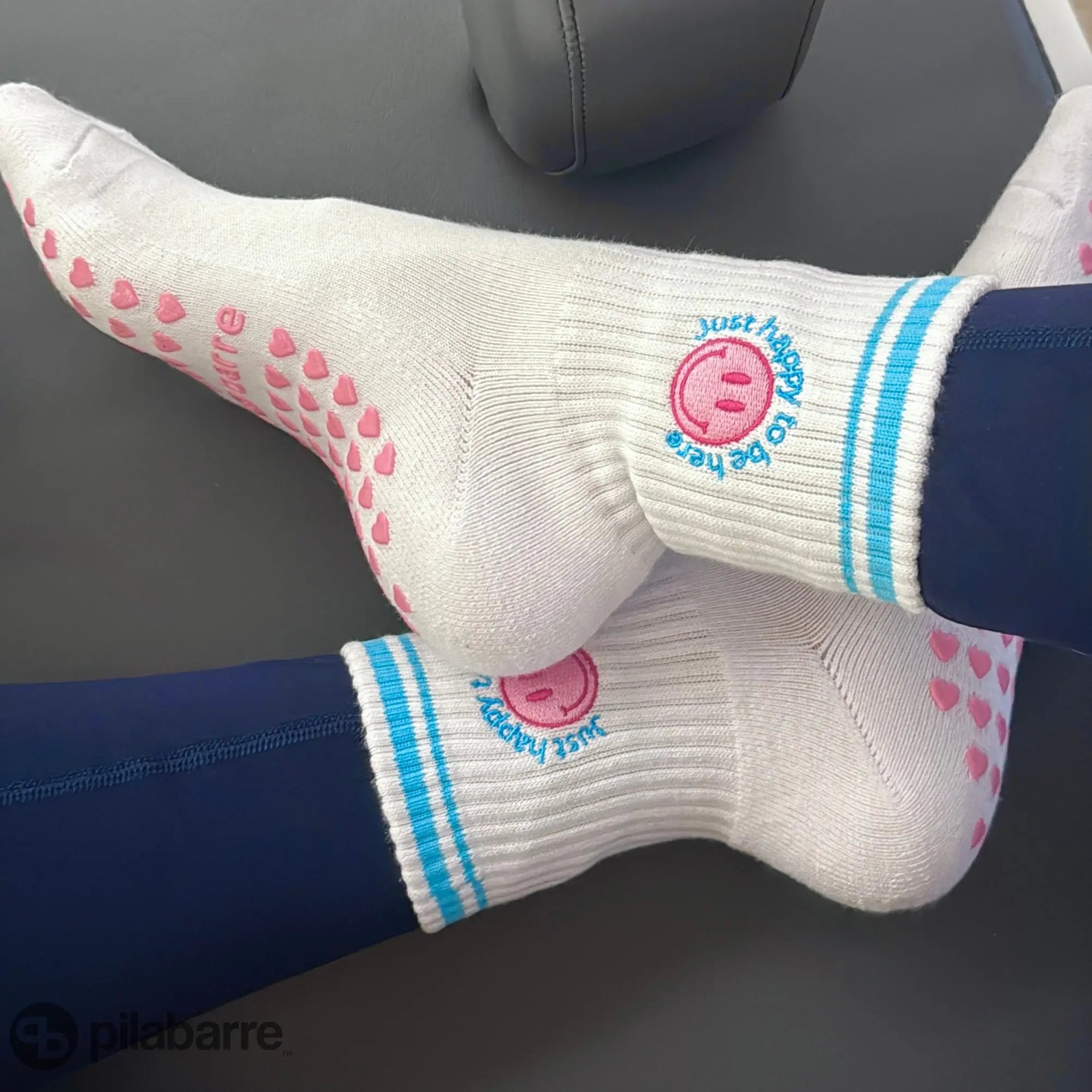 Just Happy To Be Here Grip Sock Socks My Store Pila-Barre