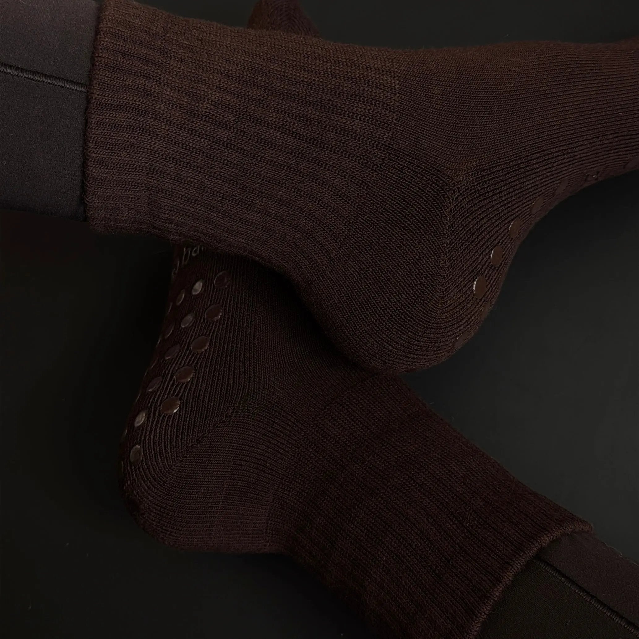 Chocolate Brown Pilates Socks with Circle Grips