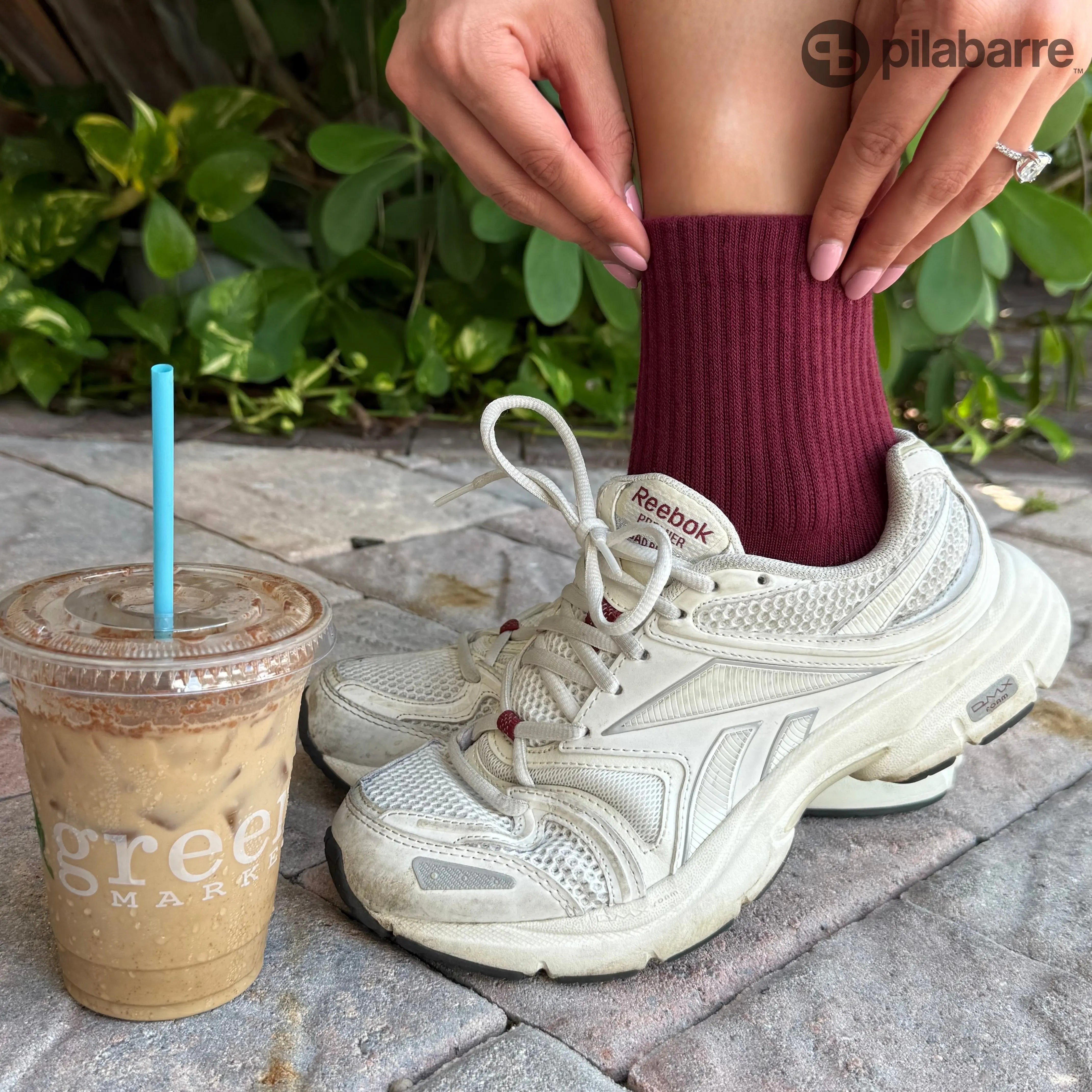 Maroon Grip Socks for Pilates