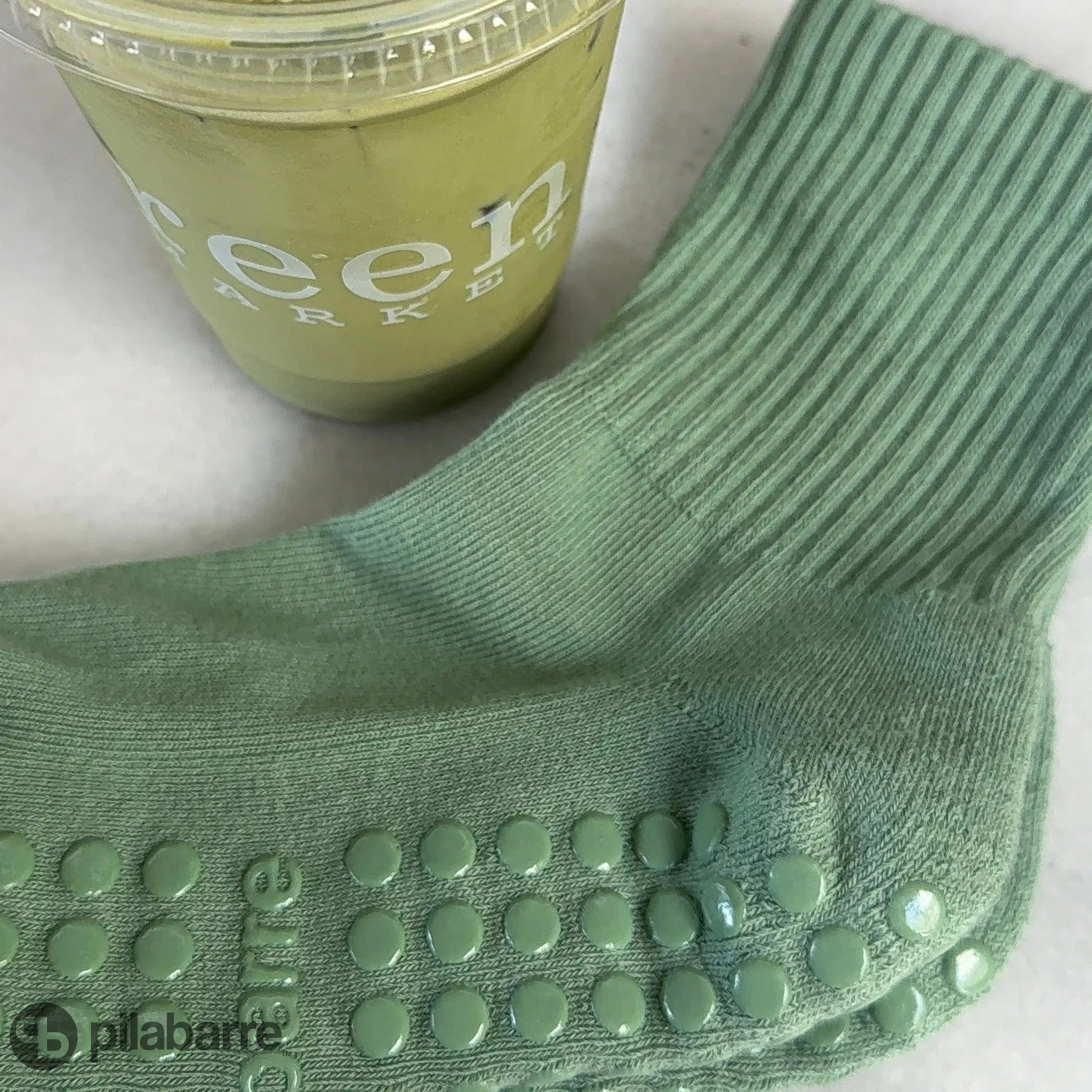 PILA Plain Best Grip Sock - Matcha Green Socks My Store Pila-Barre PILA Plain Best Grip Sock - Matcha Green