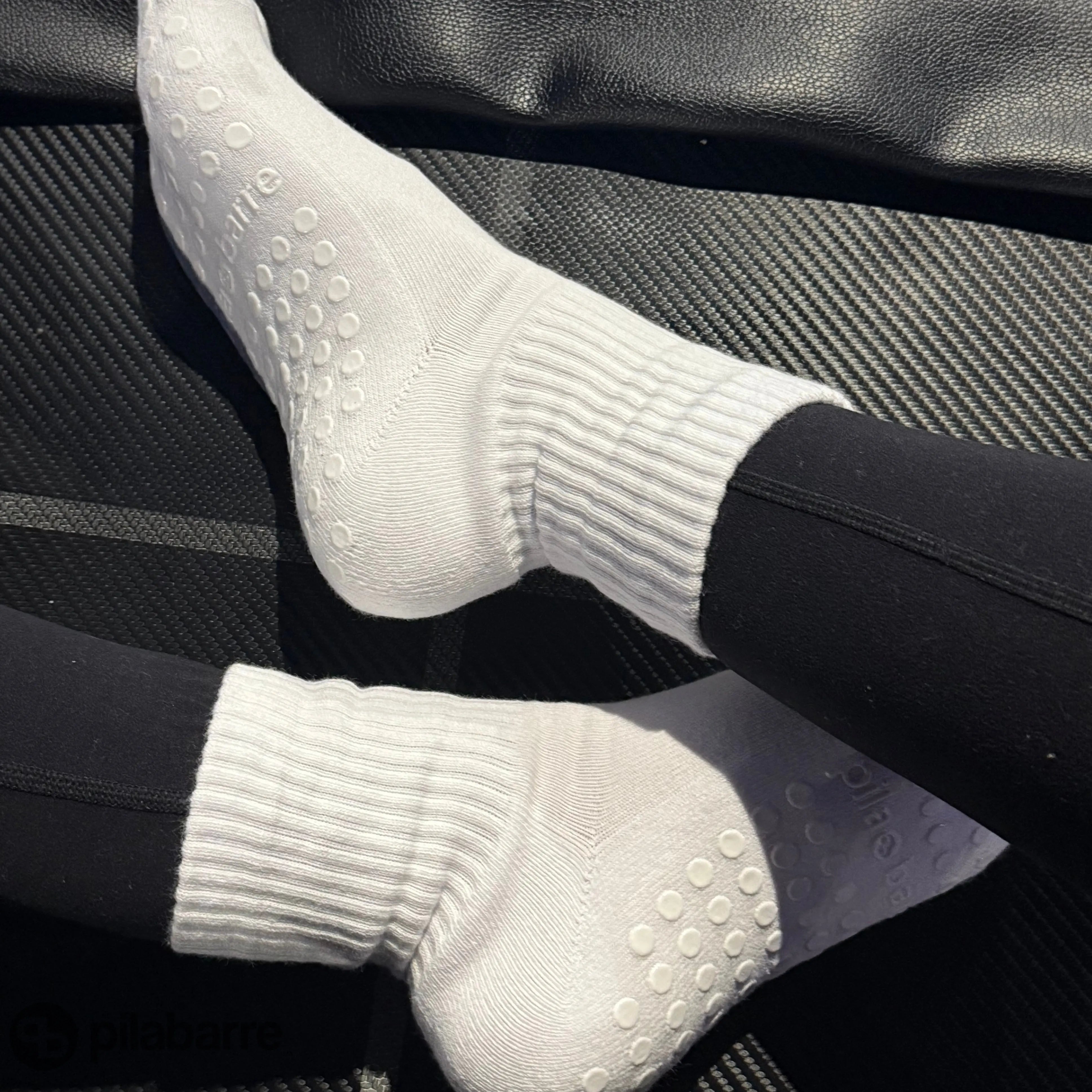 PILA Plain Best White Grip Sock Socks My Store Pila-Barre