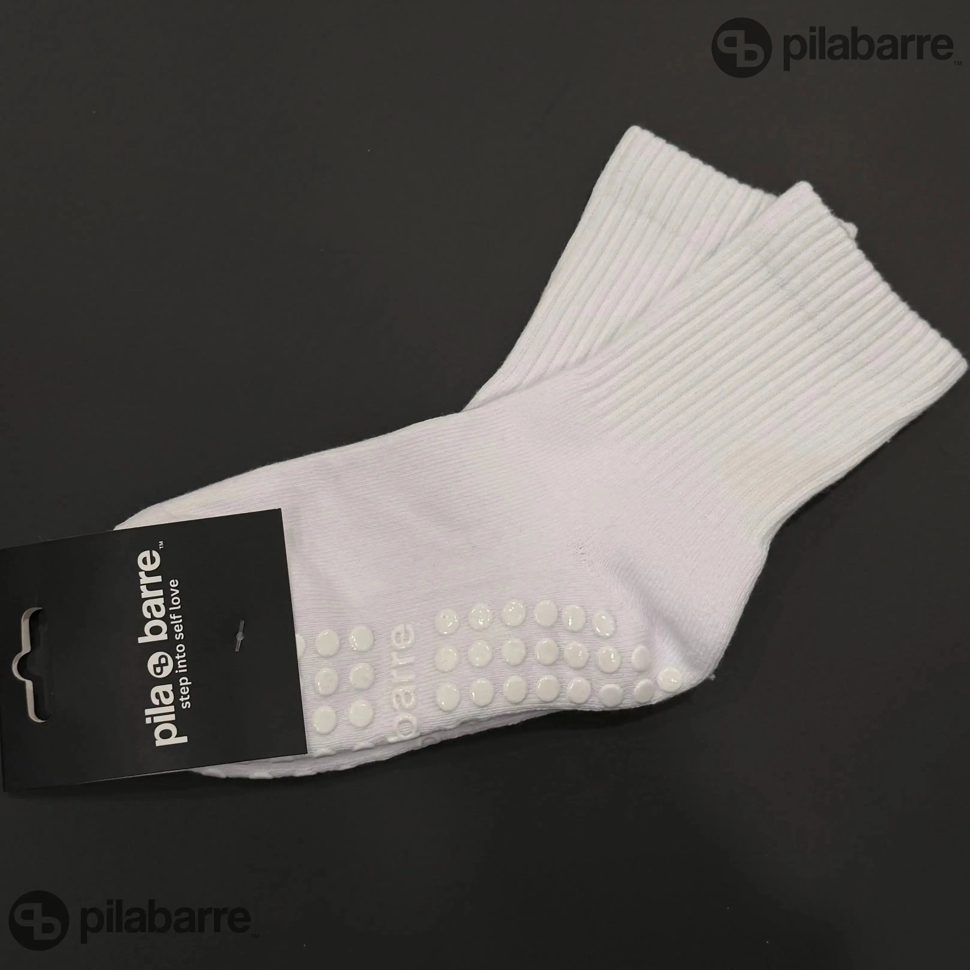 PILA Plain Best White Grip Sock Socks My Store Pila-Barre