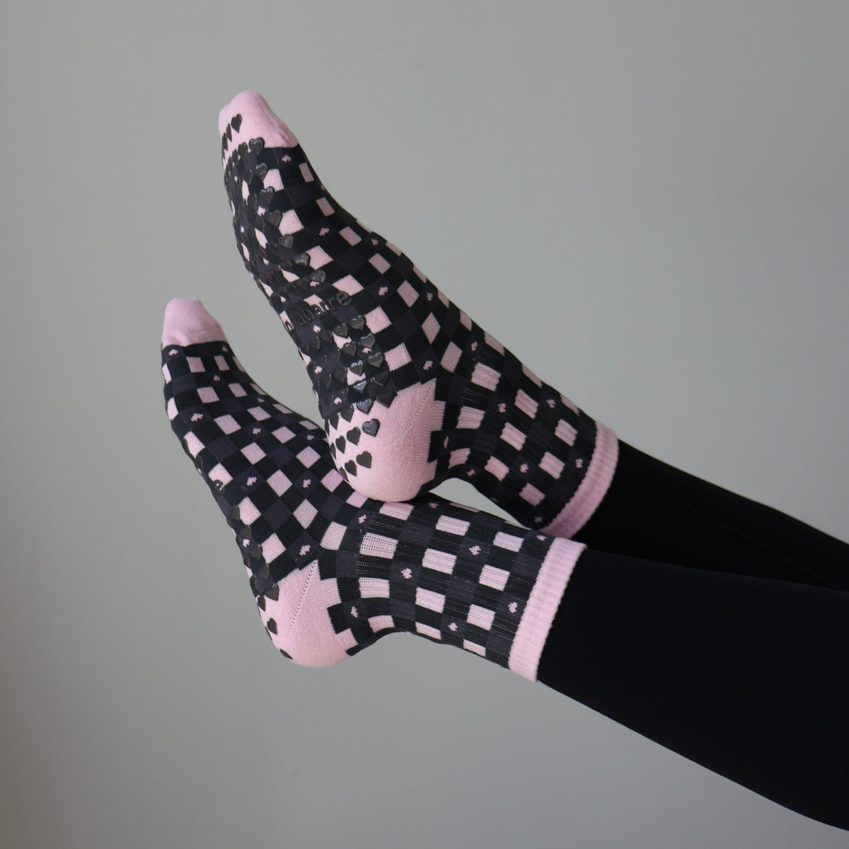 Pink Plaid Grip Socks for barre