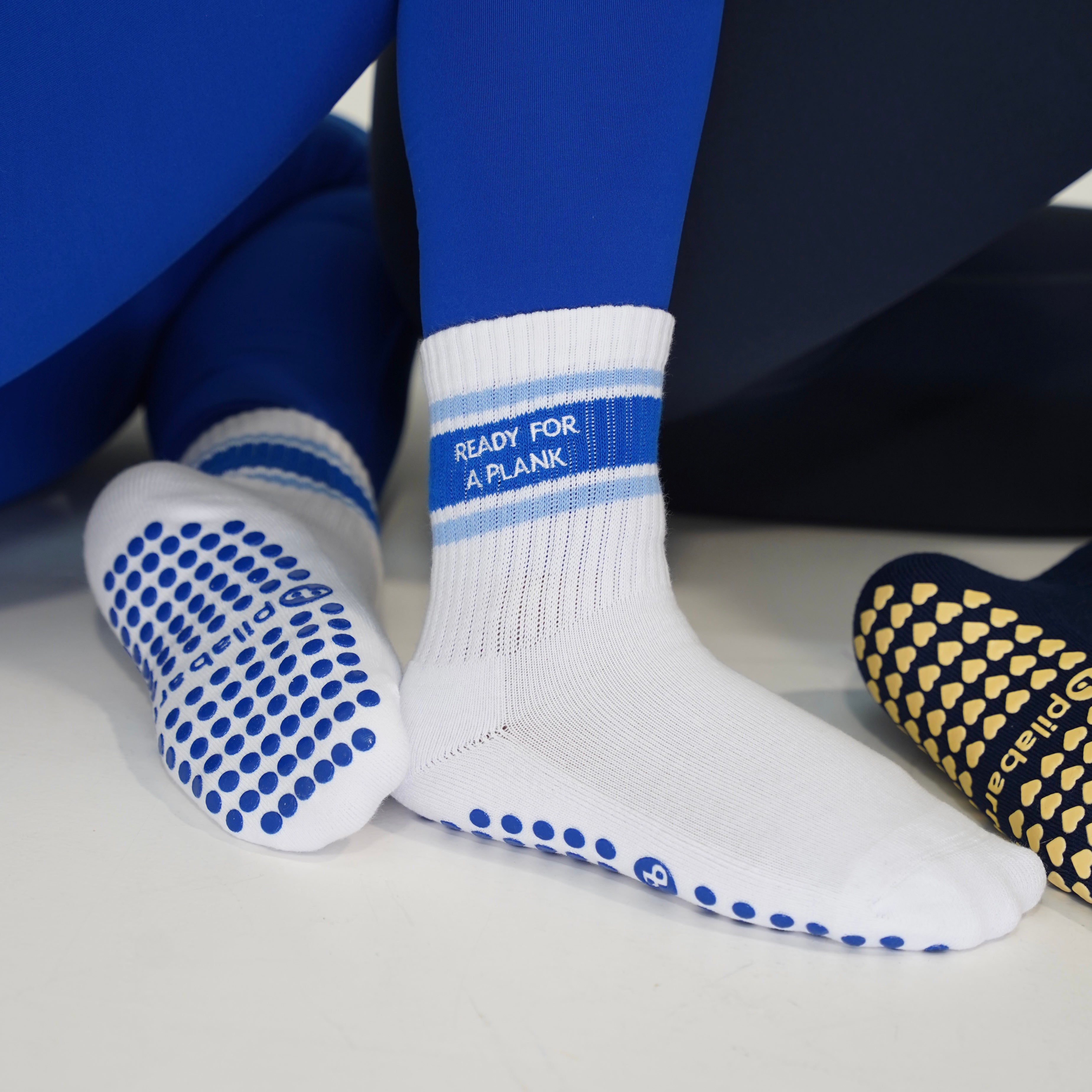 Ready for a plank pilates socks for barre - sporty stripes