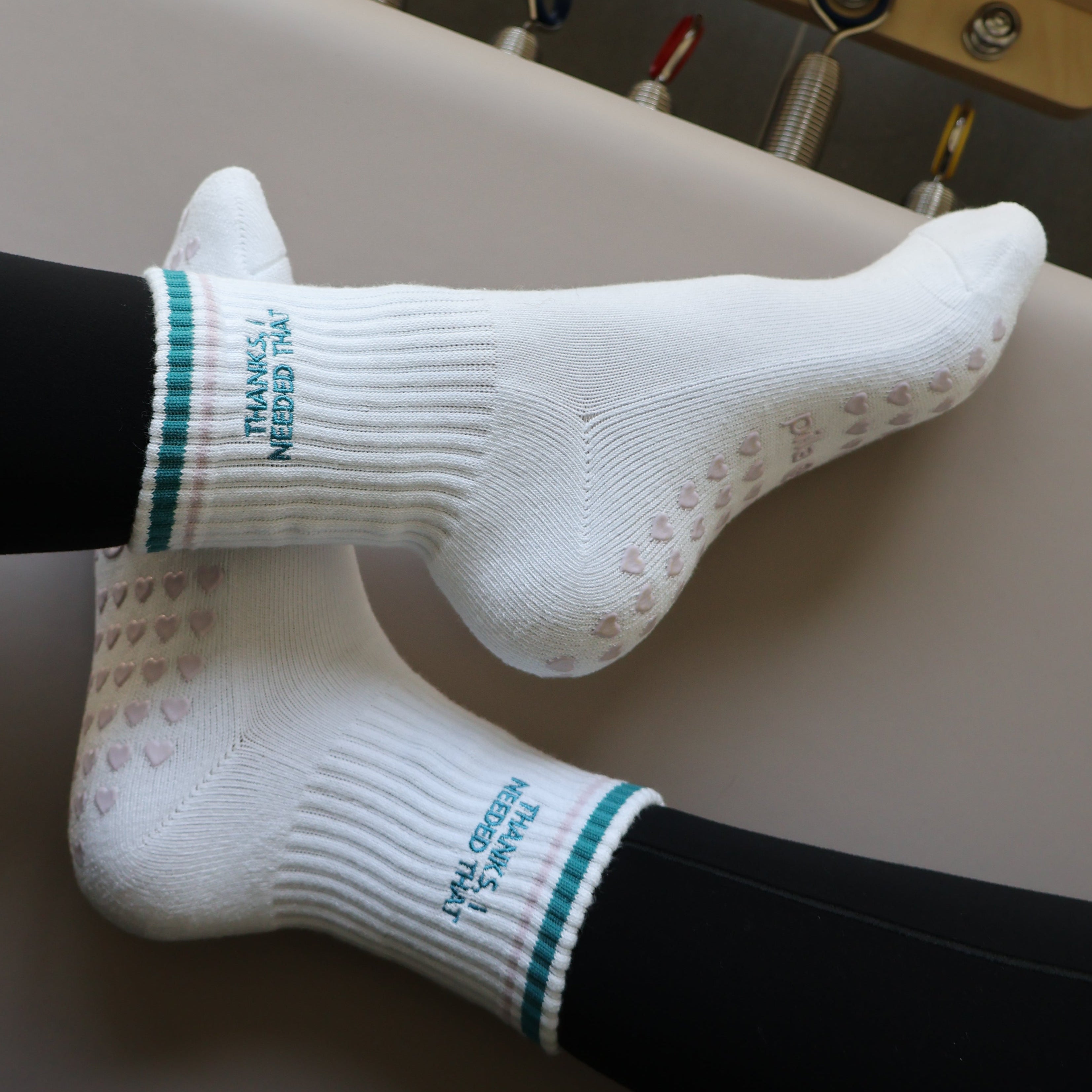 THANKS I NEEDED THAT PILATES SOCKS ON REFORMER