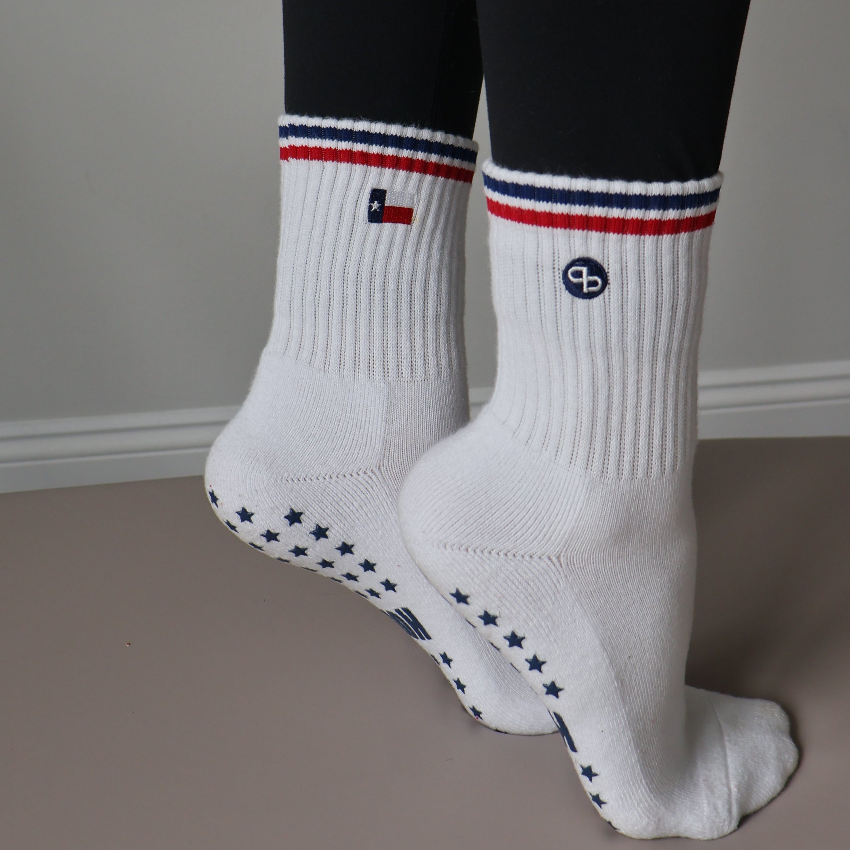 Texas flag grip socks for pilates