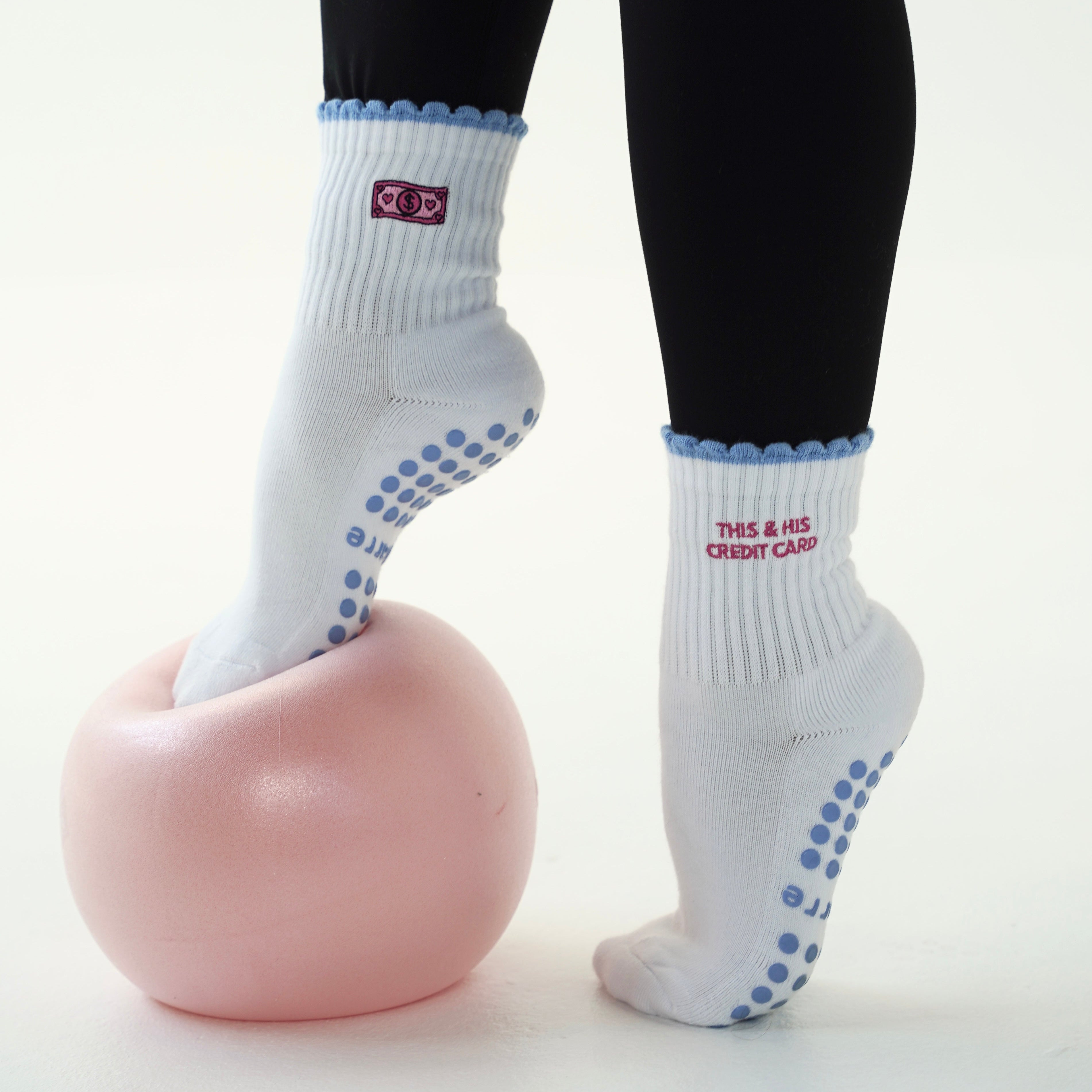 This and his credit card grip socks