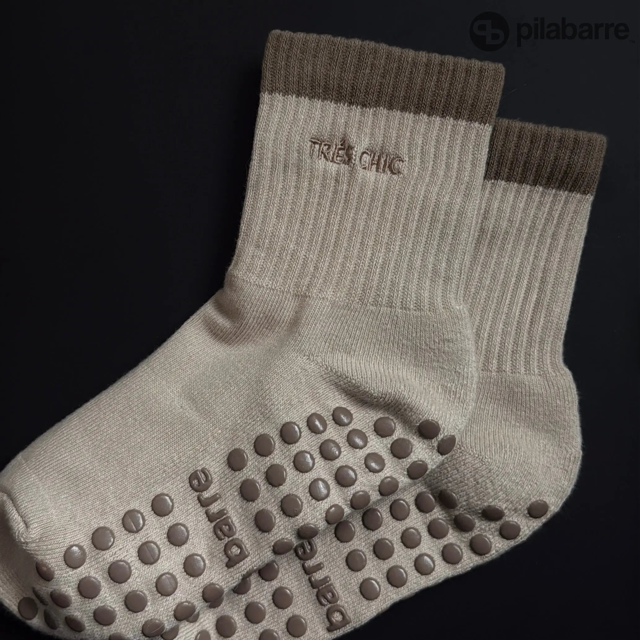 Tres Chic Pilates Socks - Beige Pilates Socks - Beige Grip Socks - Classy Grip Socks