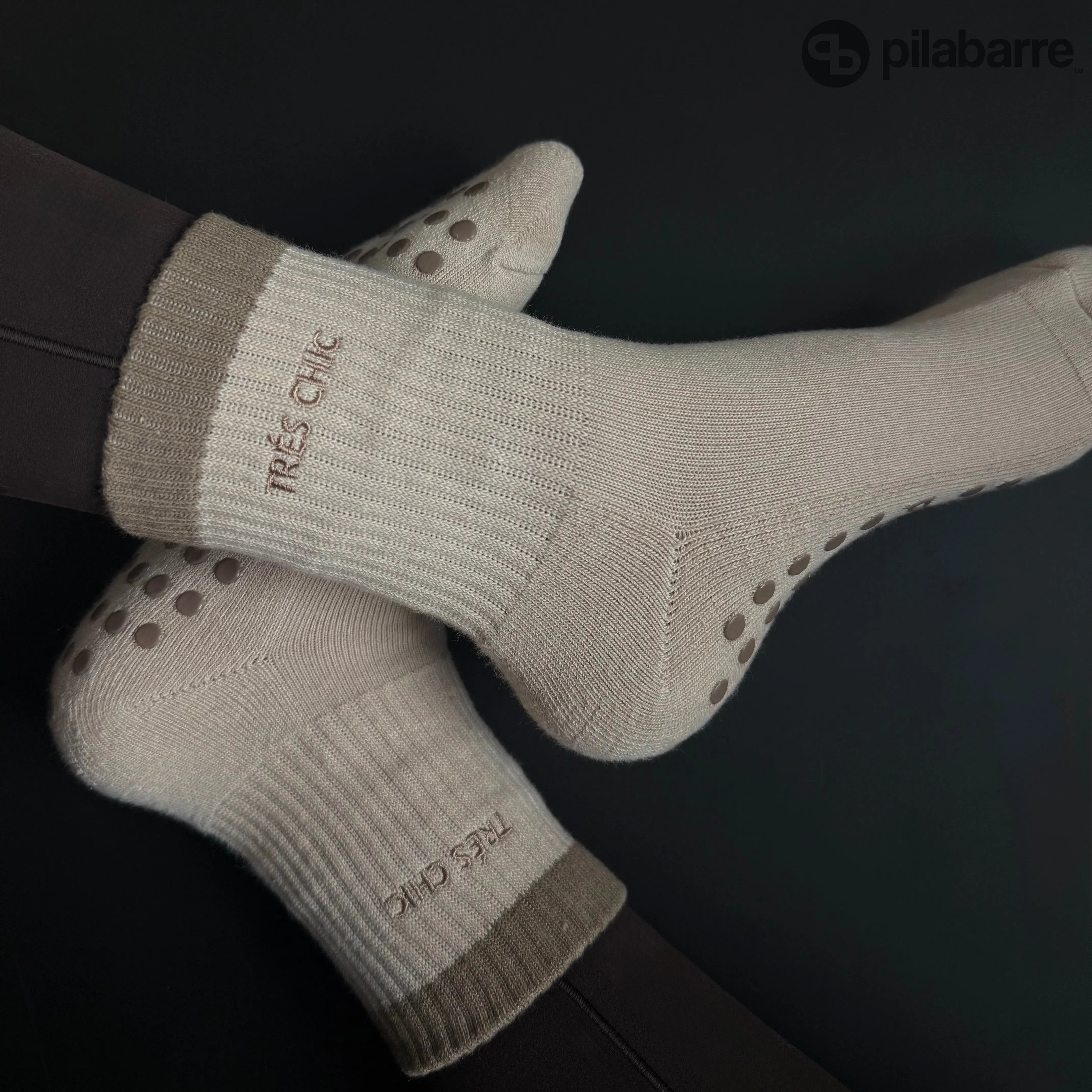 Tres Chic Barre Socks - Beige Barre Socks - Beige Grip Socks - Classy Grip Socks