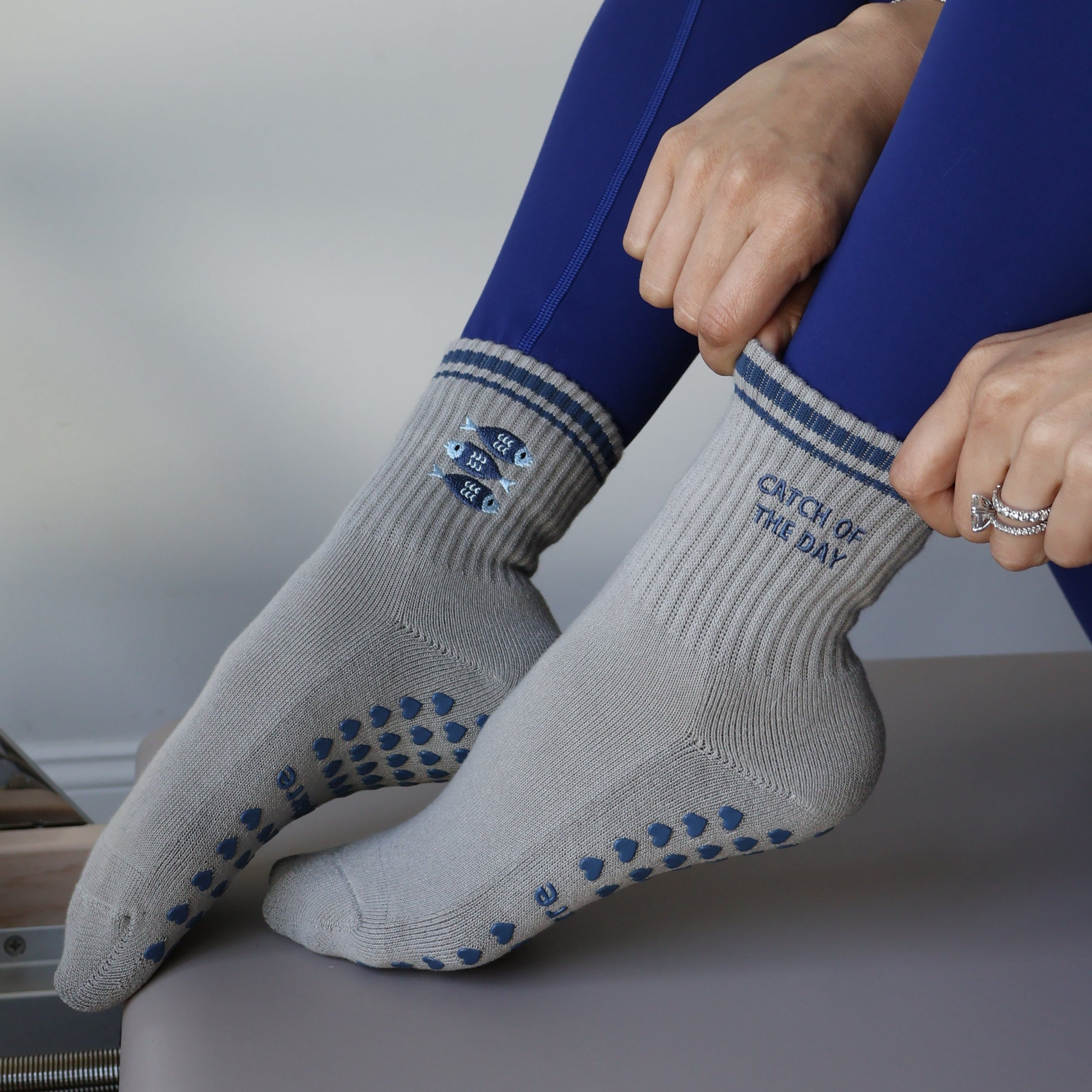 catch of the day pilates socks with sardines