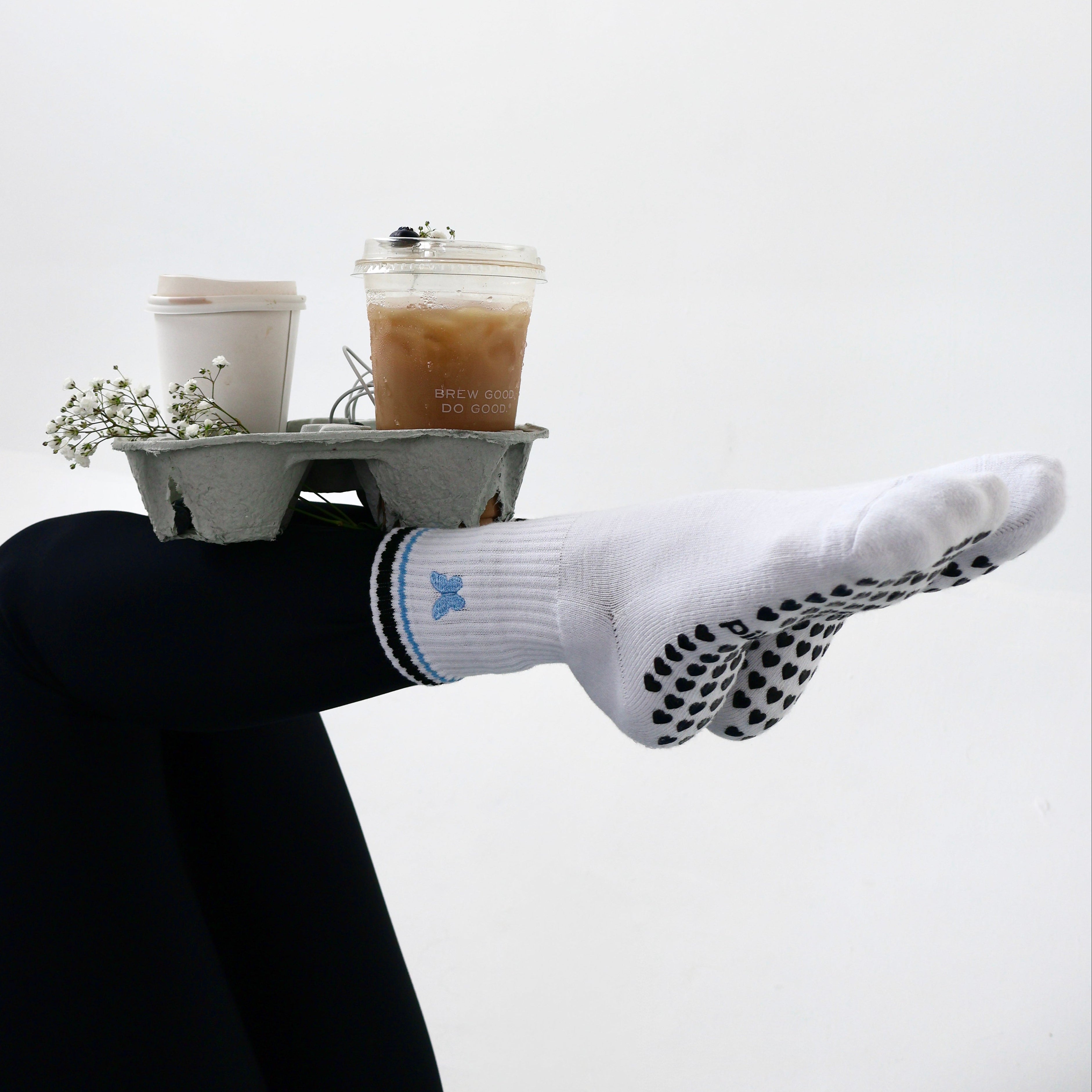 cute blue butterfly pilates socks - best pilates socks