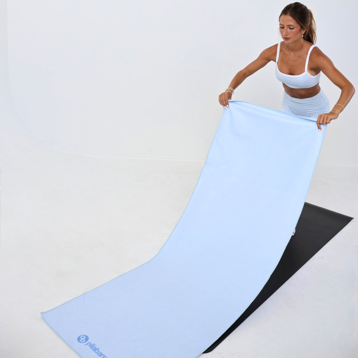 light blue mat towel for pilates