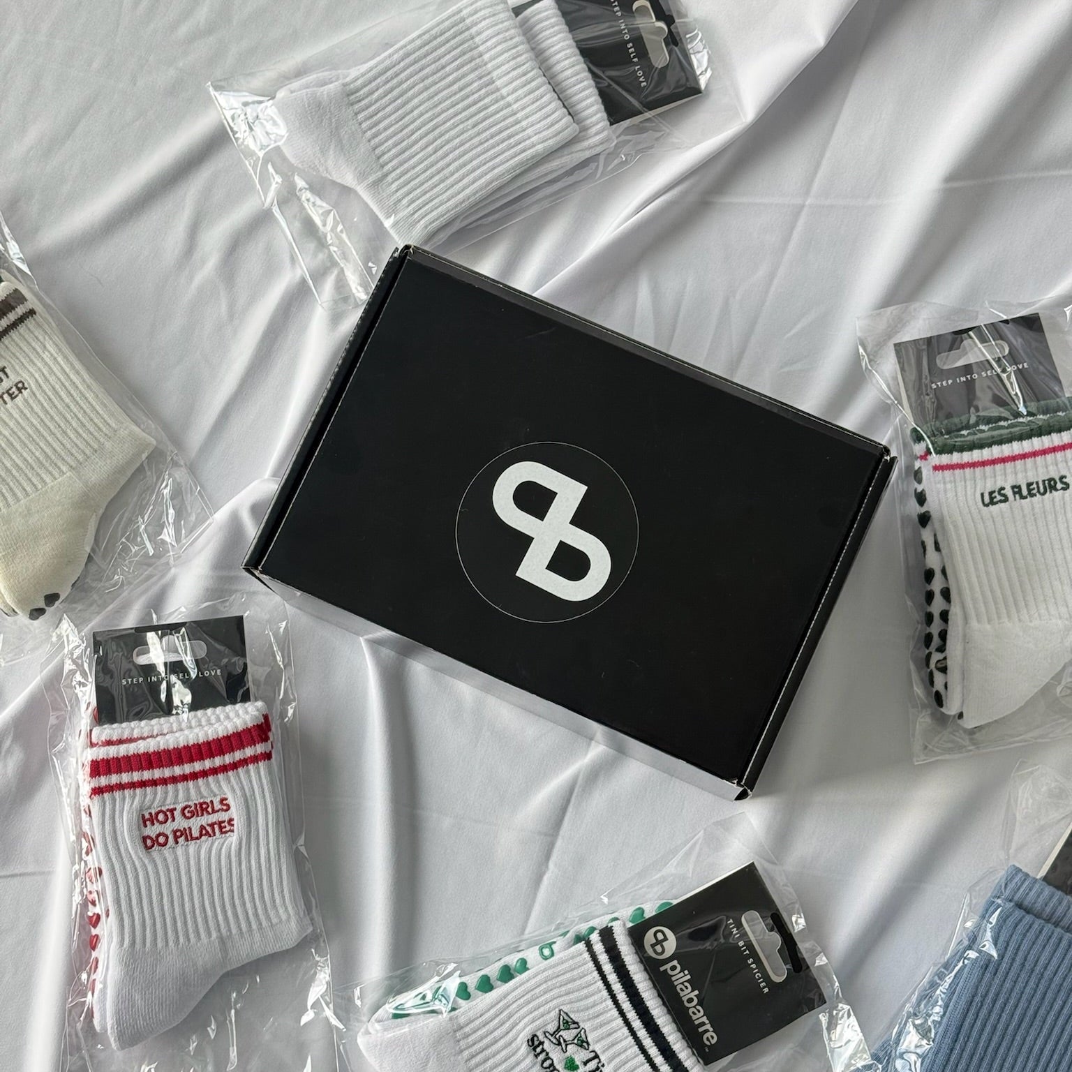 mystery pilates yoga barre grip sock box