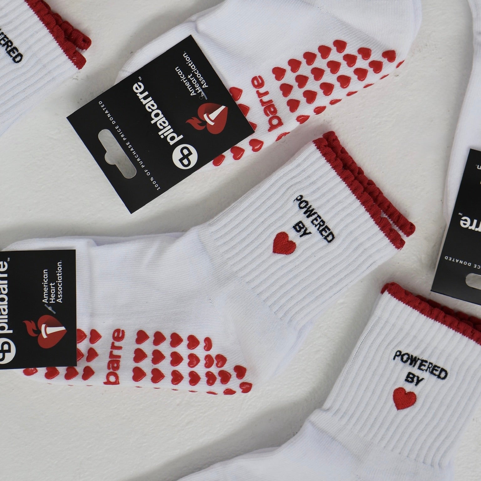pilates yoga barre powered by love red grip socks