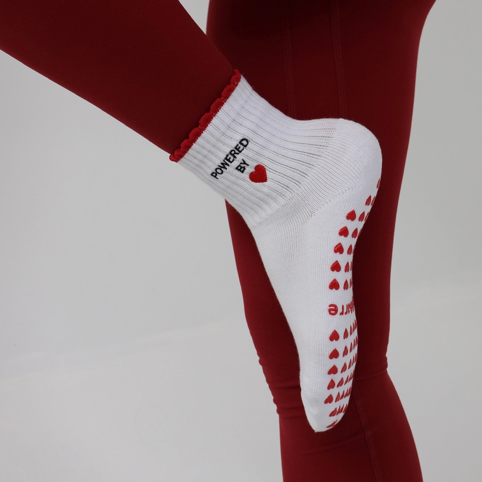 pilates yoga barre powered by love red grip socks
