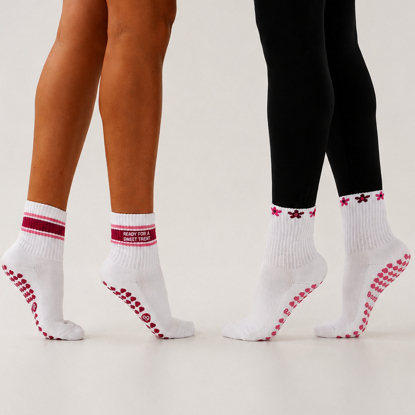 ready for a sweet treat pilates socks and flower barre socks