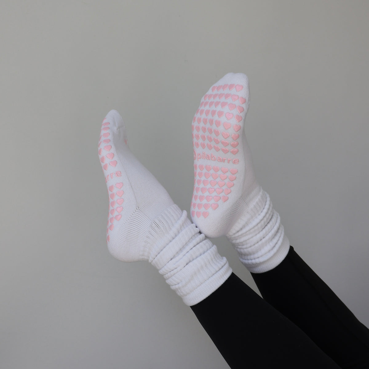 white scrunch grip socks for barre