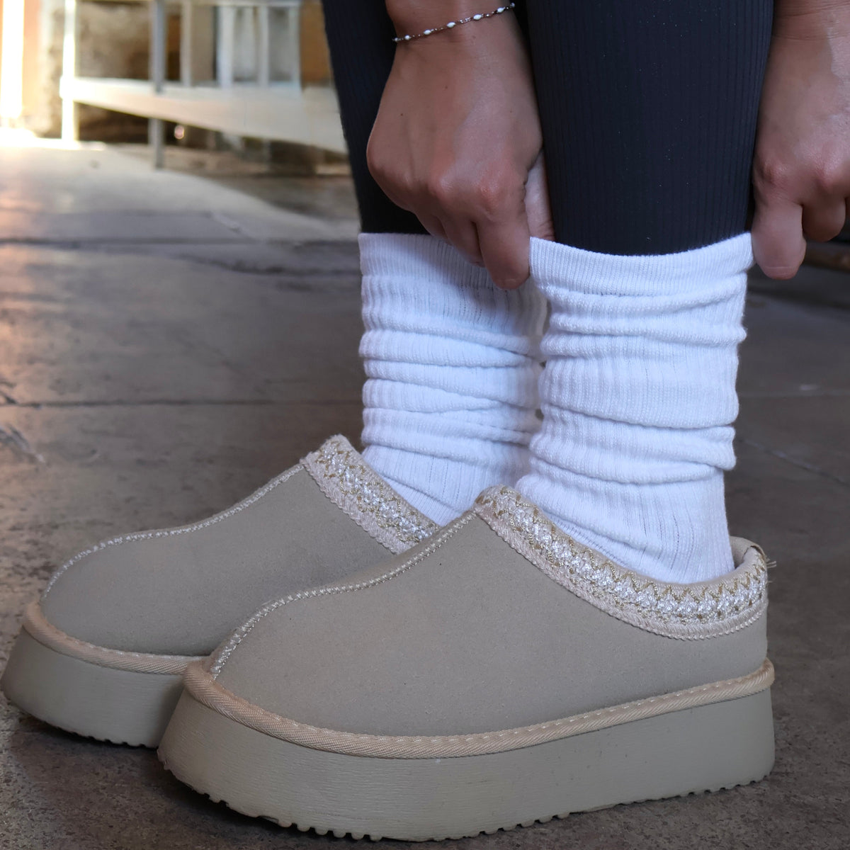 white scrunch socks