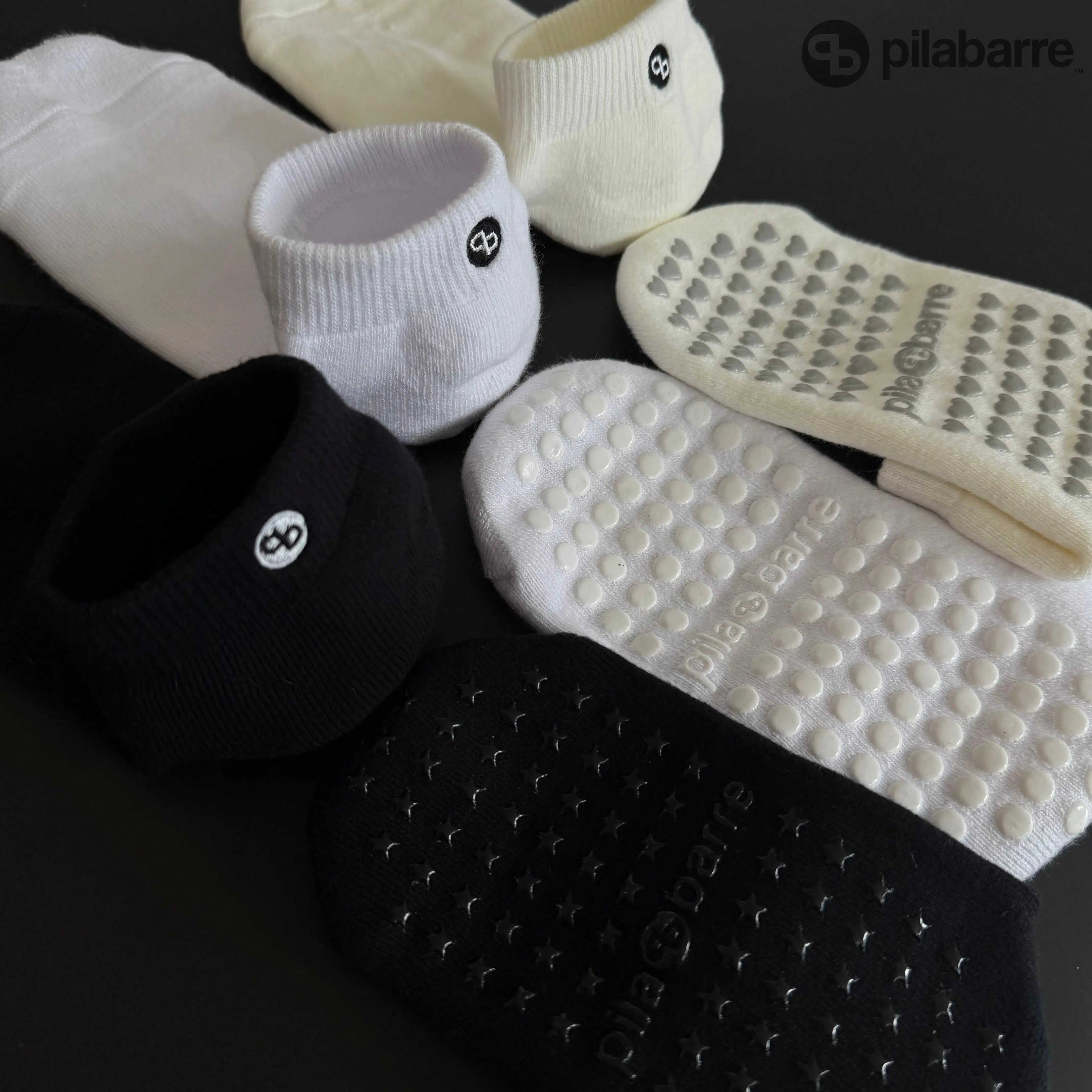 3-Pack PILA Plain Best Low Grip Socks Pila-Barre