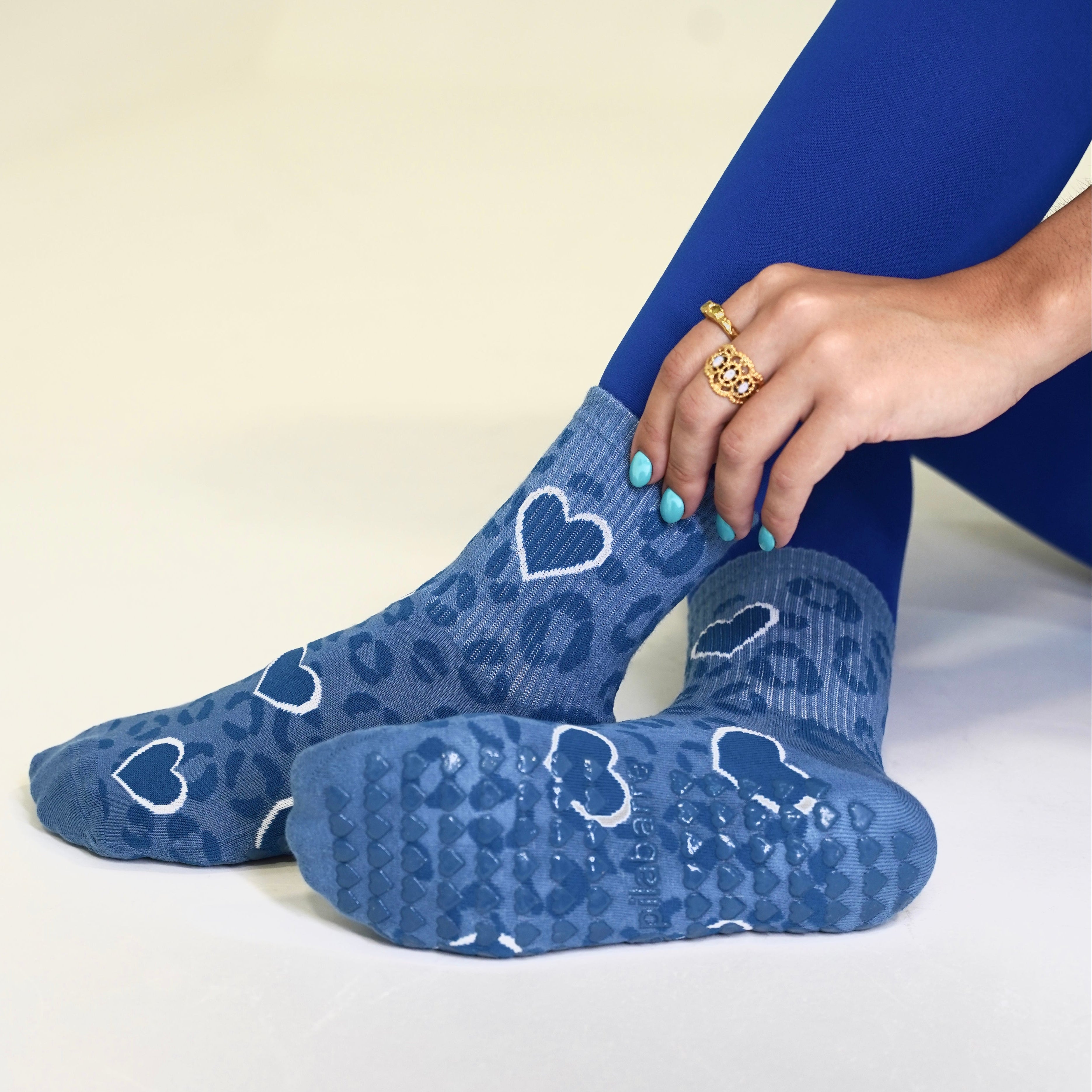Blue Cheetah Pilates Socks
