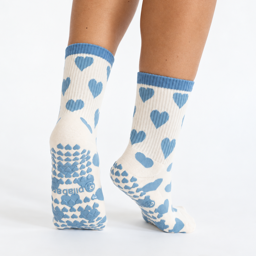 Blue Heart Grip Socks