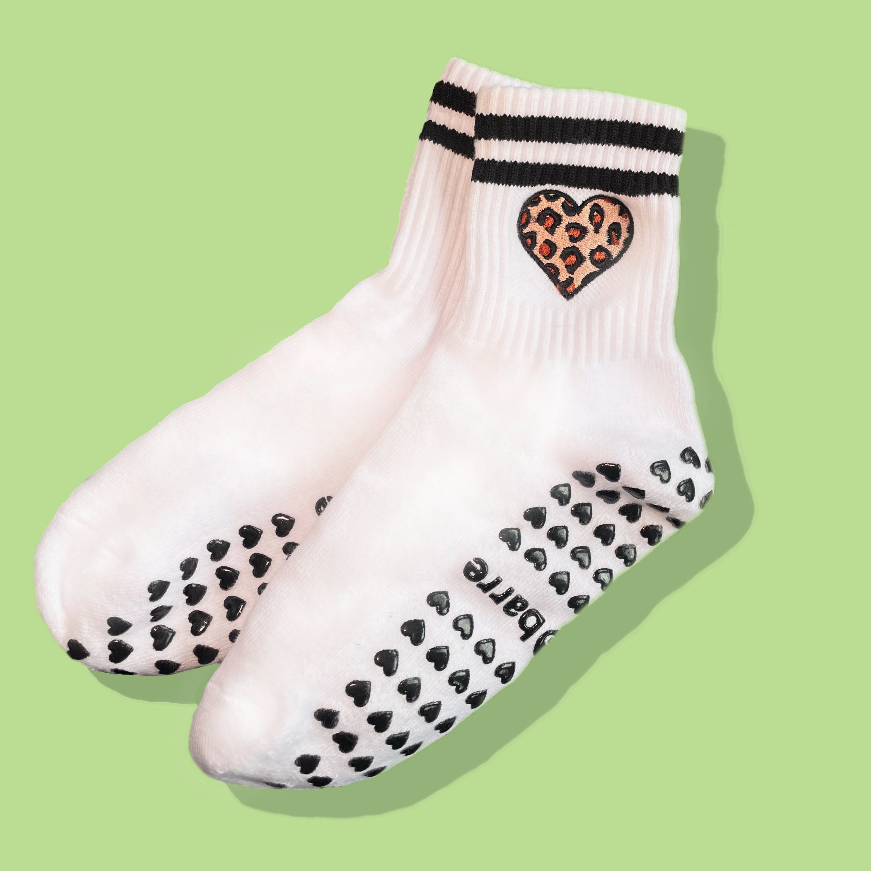 Cheetah Heart Grip Sock