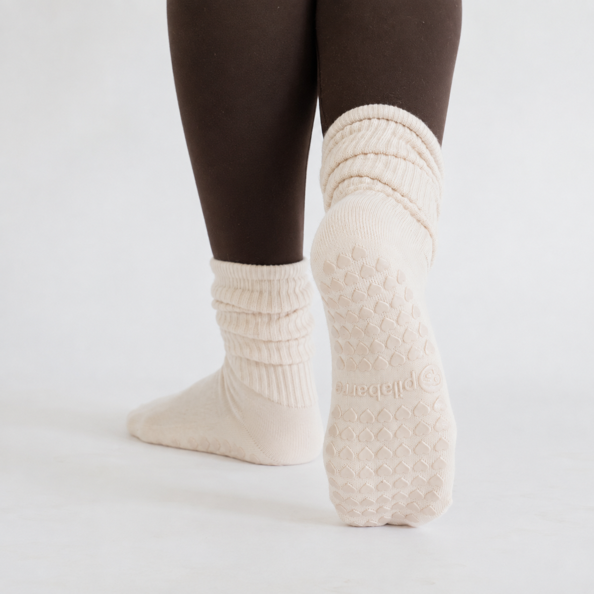Cream Scrunch Barre Socks