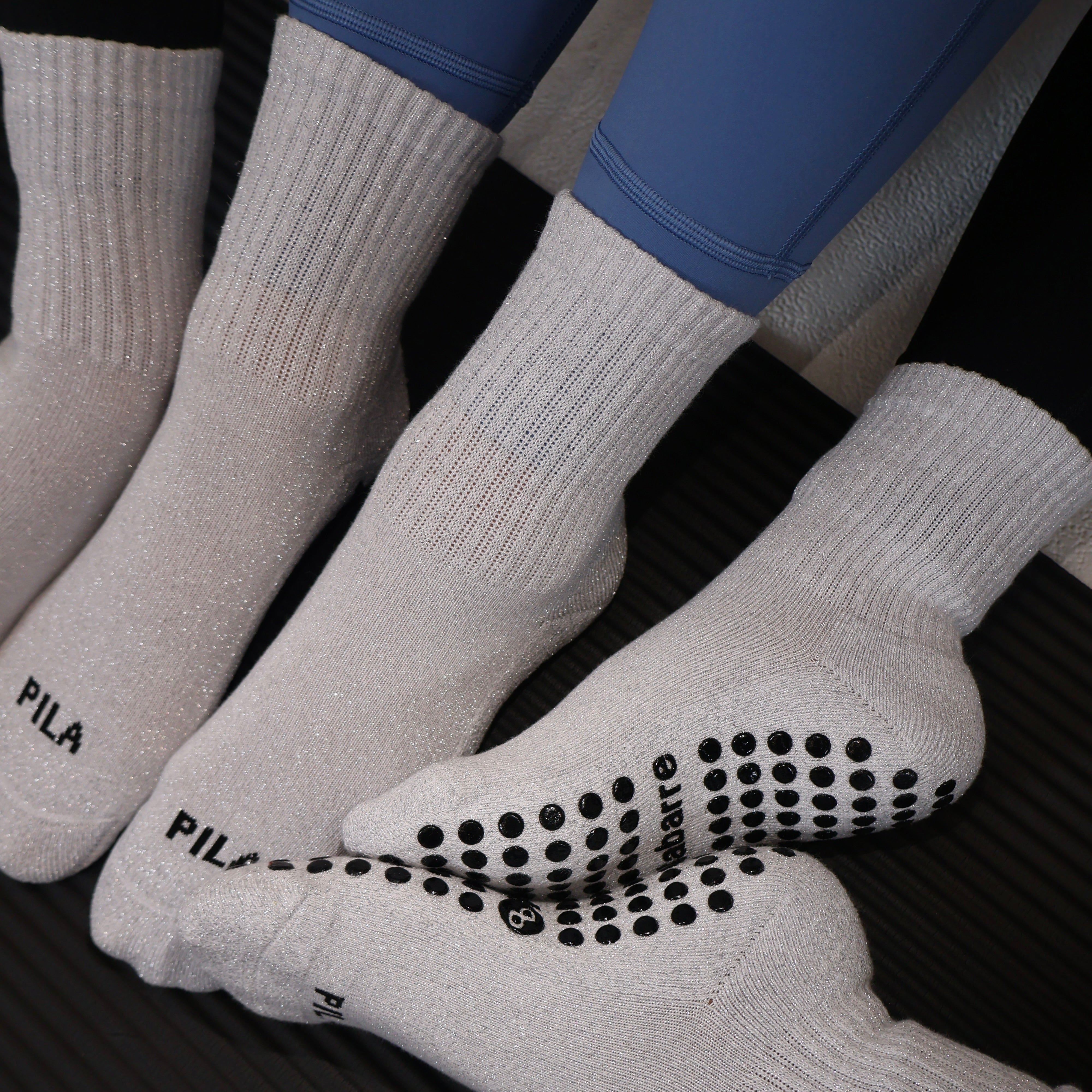 Cutest silver pilates socks