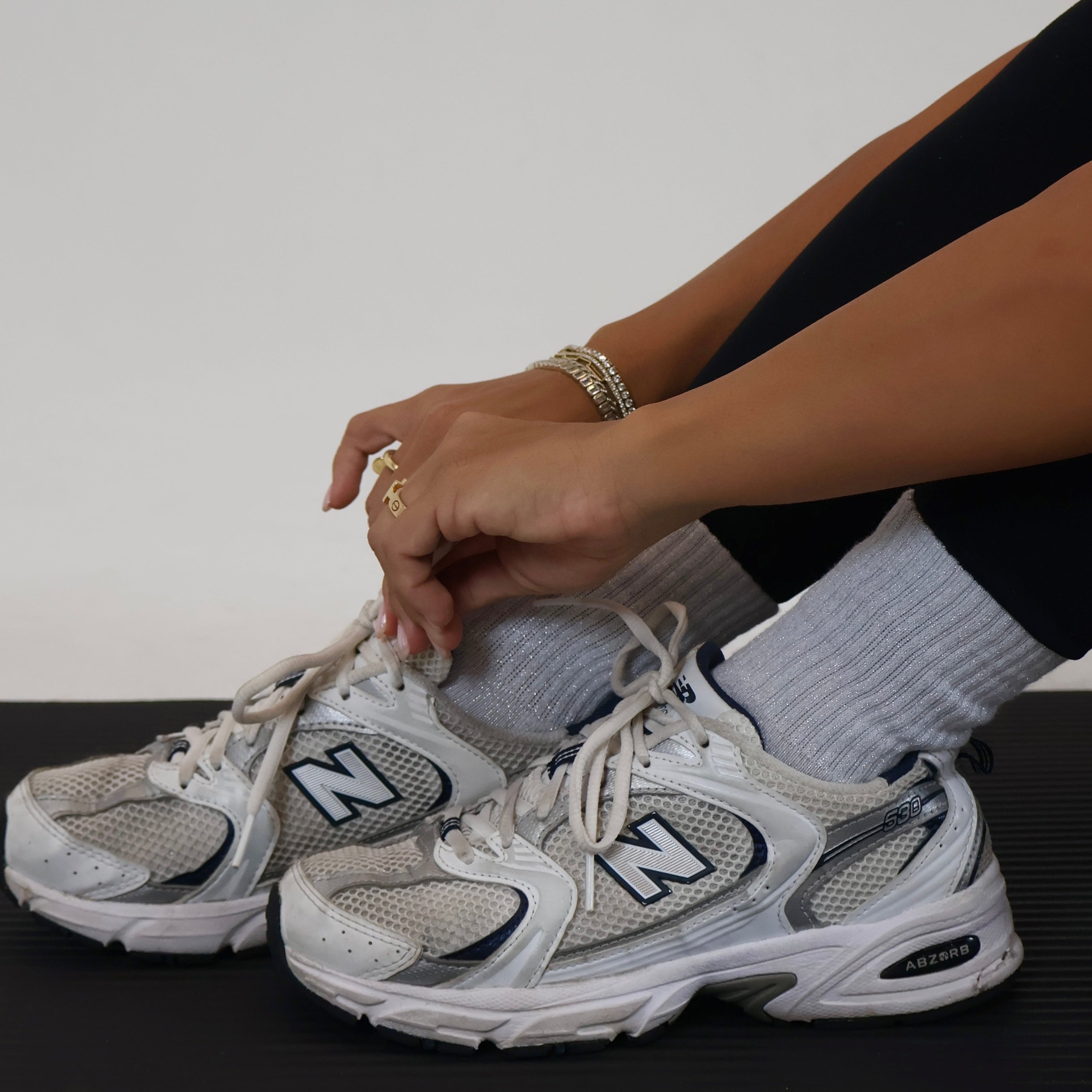 Cutest silver pilates socks with sparkles