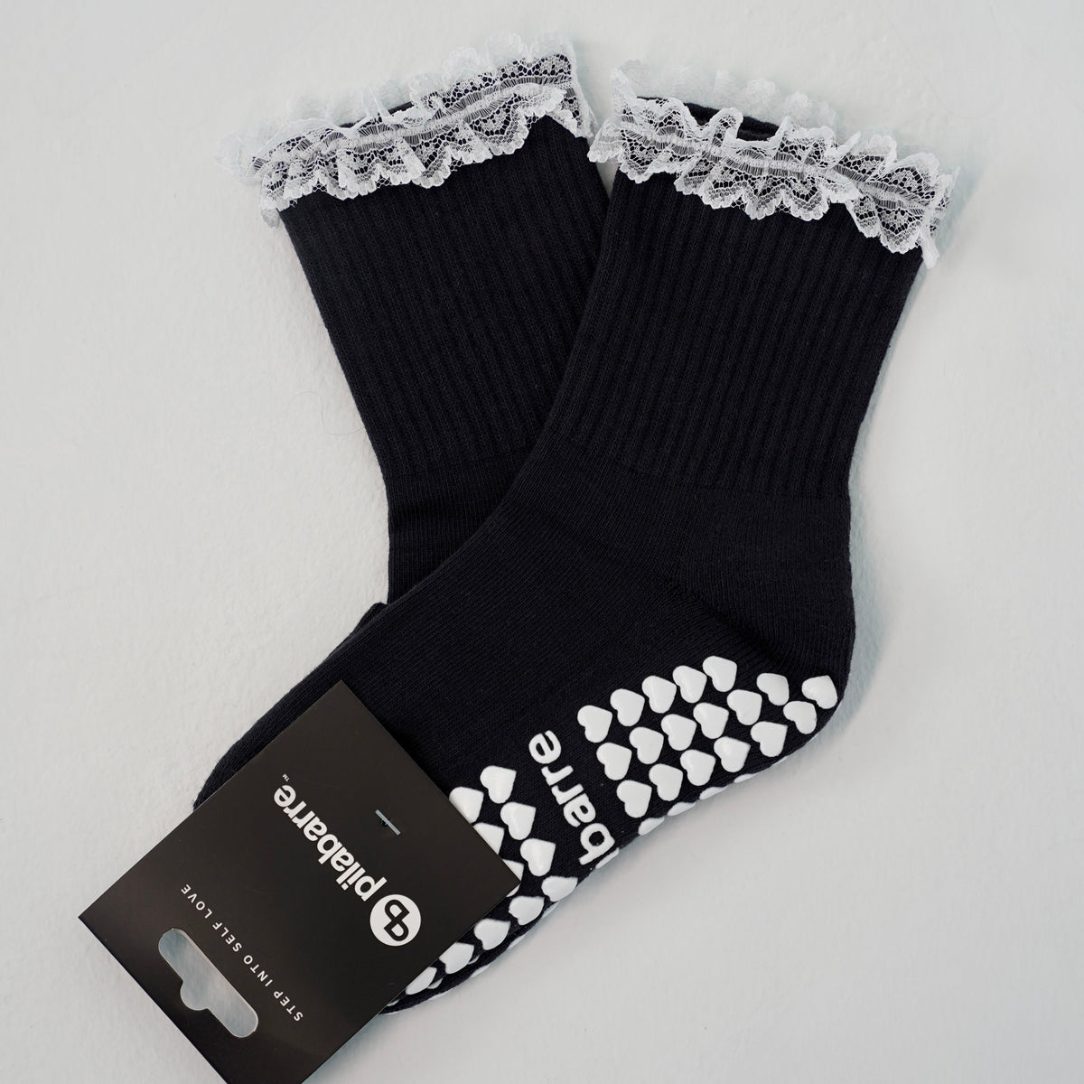 Lace Grip Socks with white ruffle 